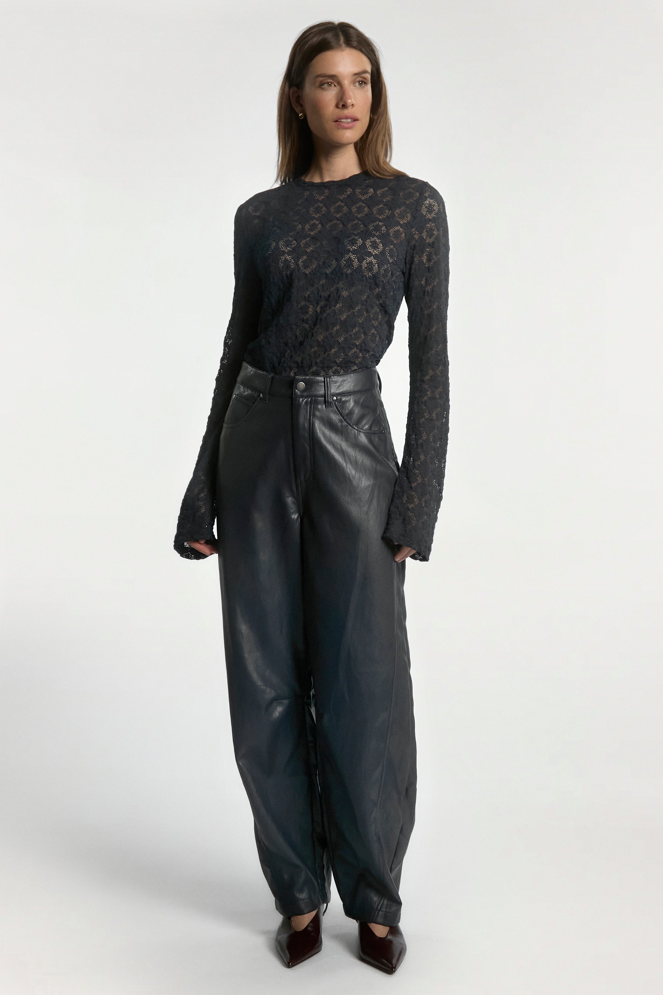 Aaiko Mason top blu pizzo floreale