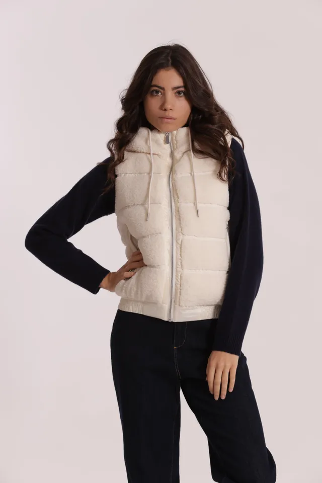 Mimi Mua Effetto Montone Gilet Nero Caldo
