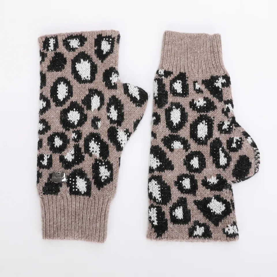 Mimi Mua Leopardati Strass Manicotti Nero elasticizzati