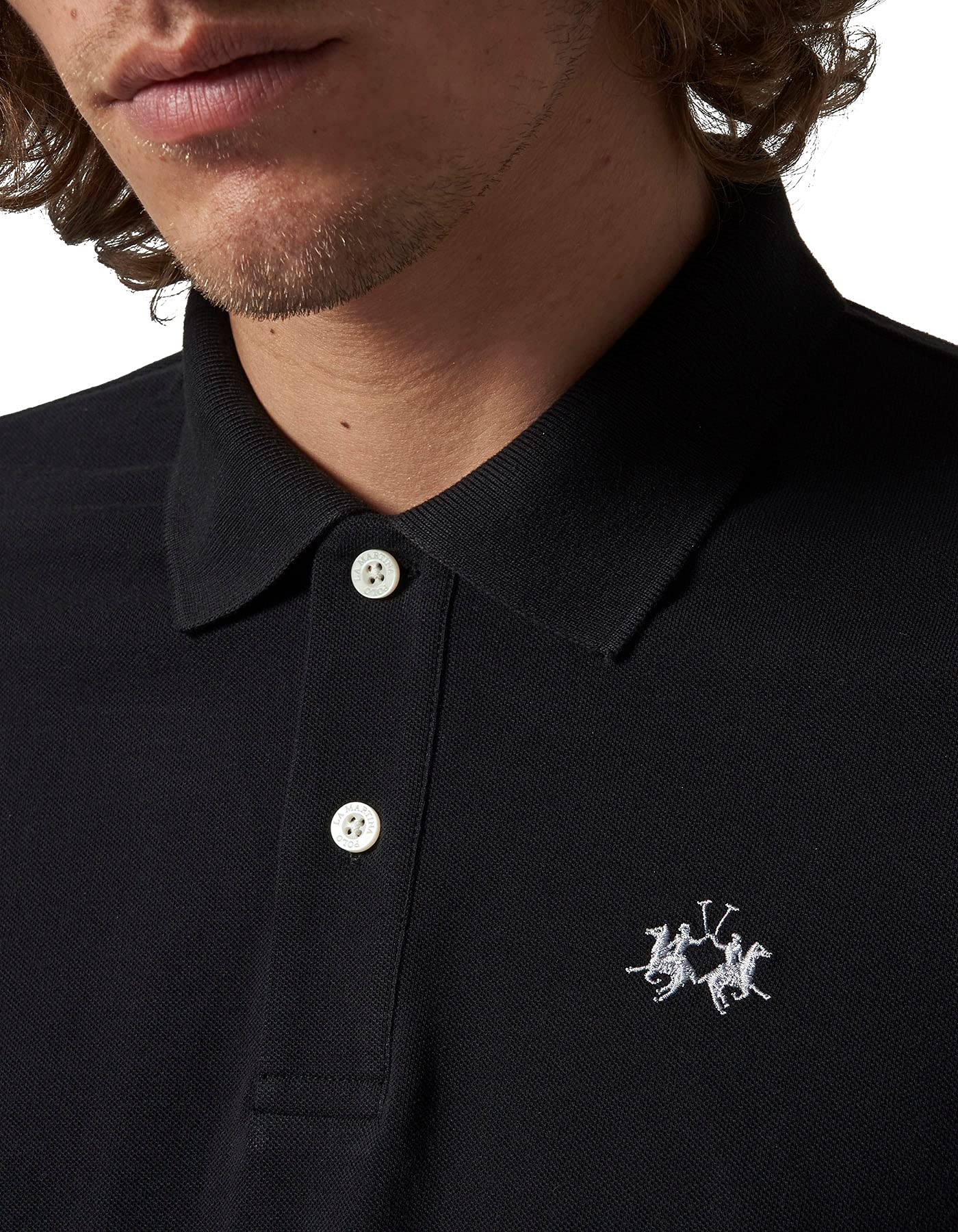 La Martina Classica polo piqué nero cotone regular fit