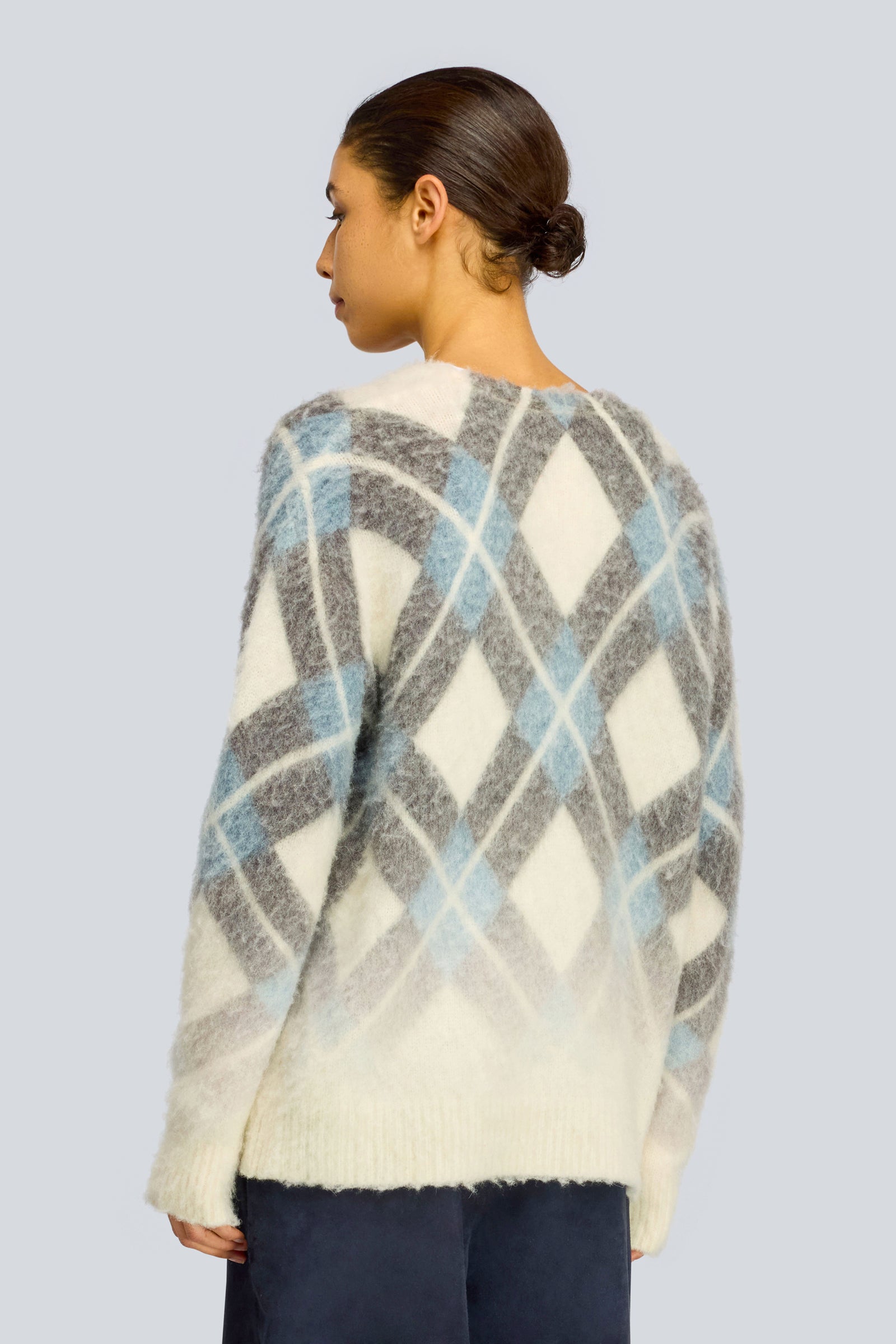 Semicouture Isabel cardigan alpaca rombi avio