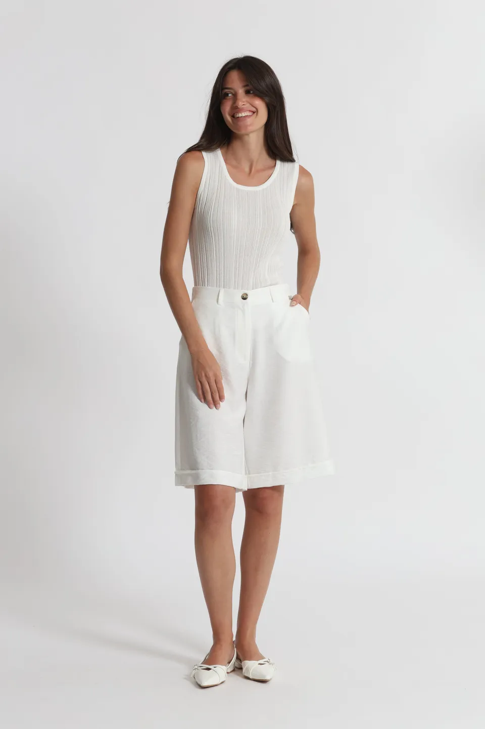 Mimi Mua bermuda basic viscosa bianco