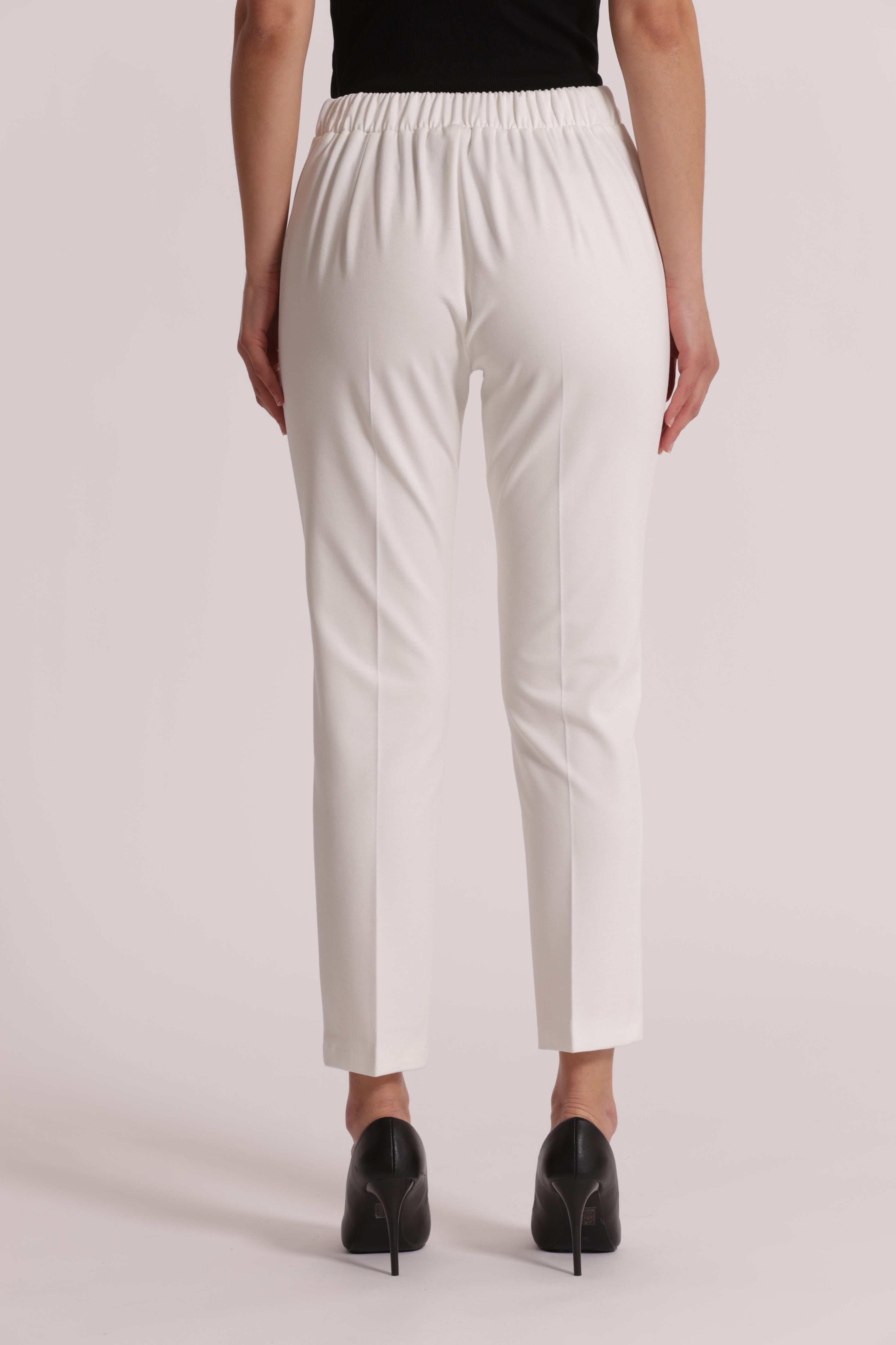 Mimi Mua Basic pantalone punto Milano elastico bianco viscosa