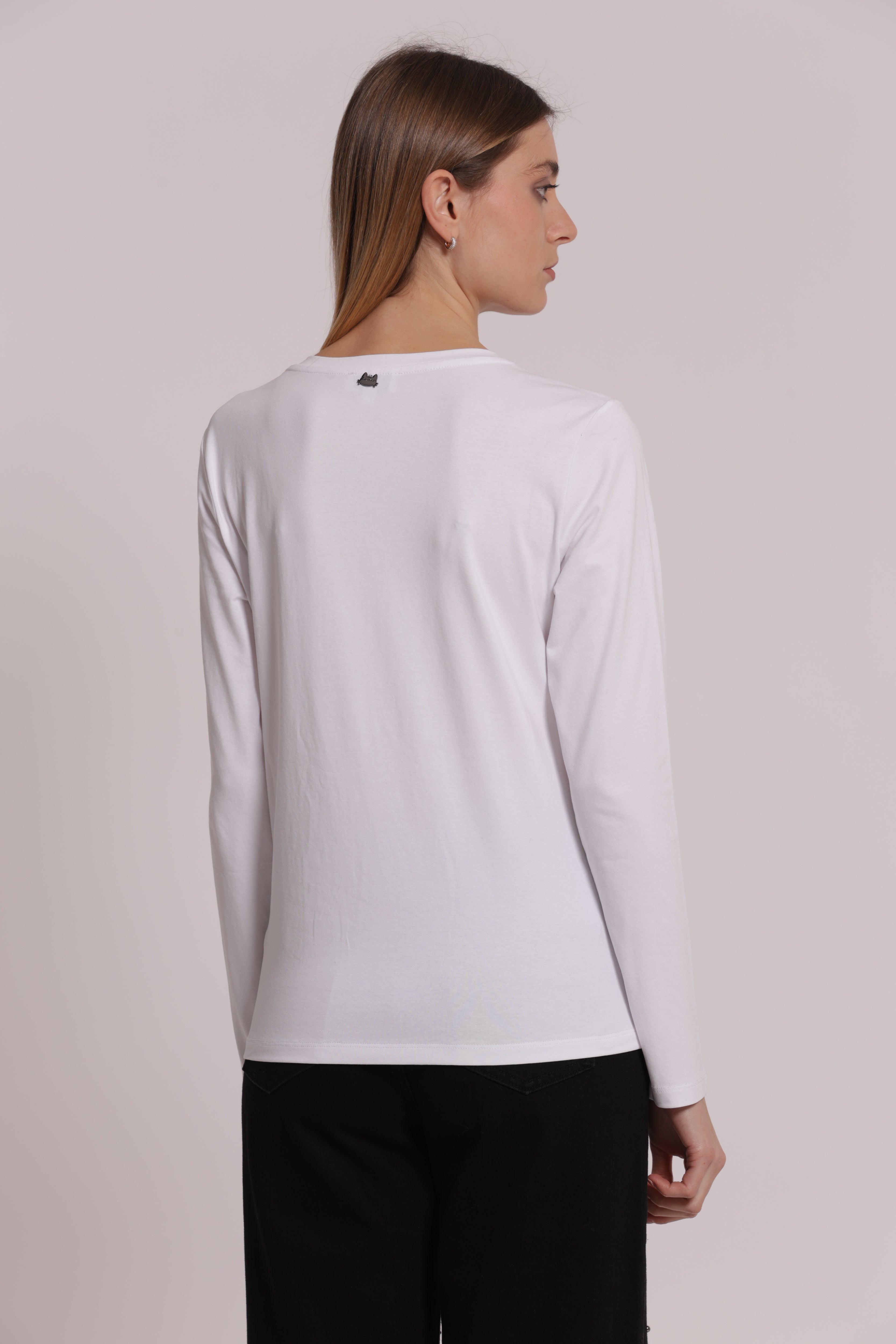 Mimi Mua Fiocco Frontale t-shirt maniche lunghe bianca