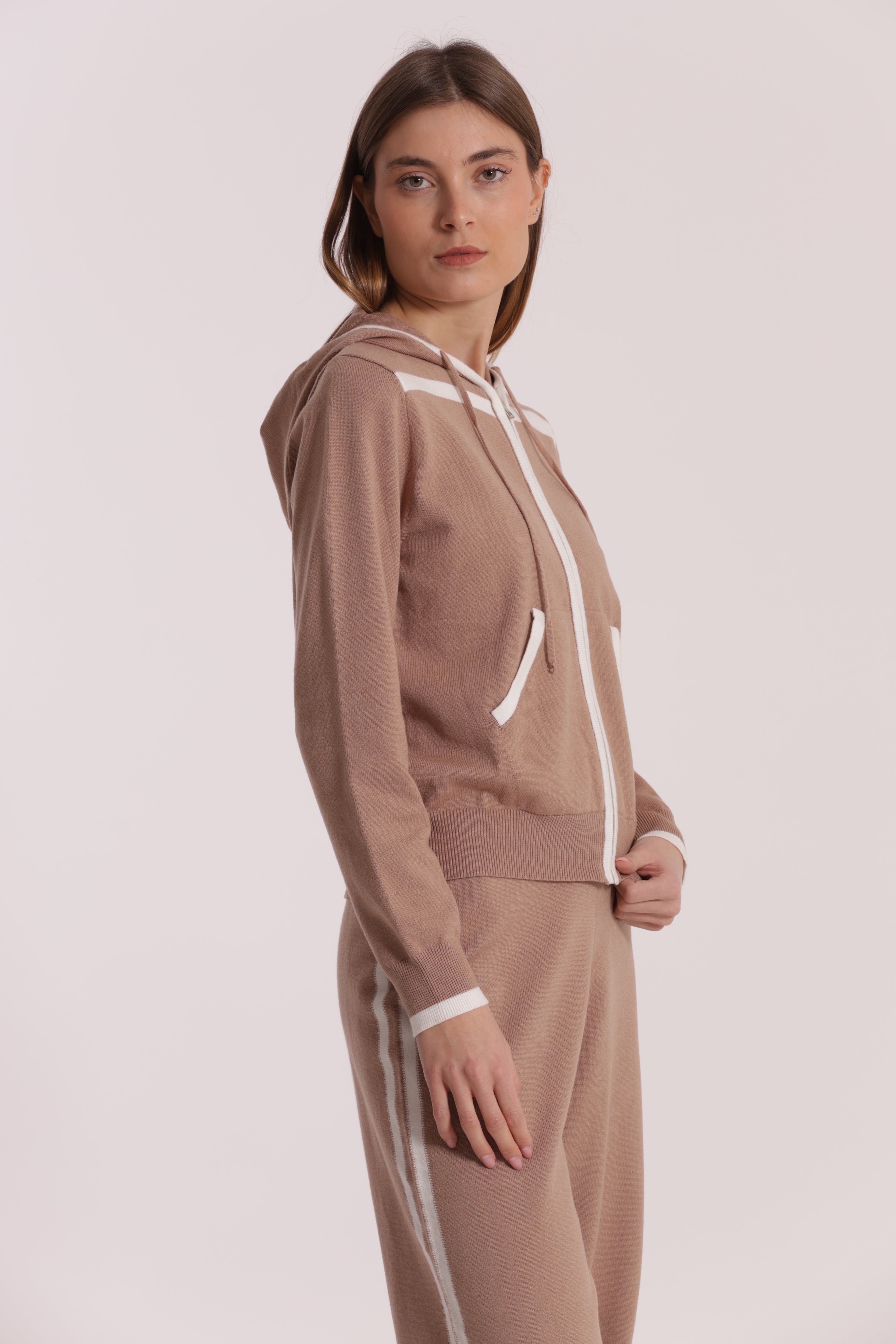 Mimi Mua Felpa in Maglia Bicolor Grigio Blu