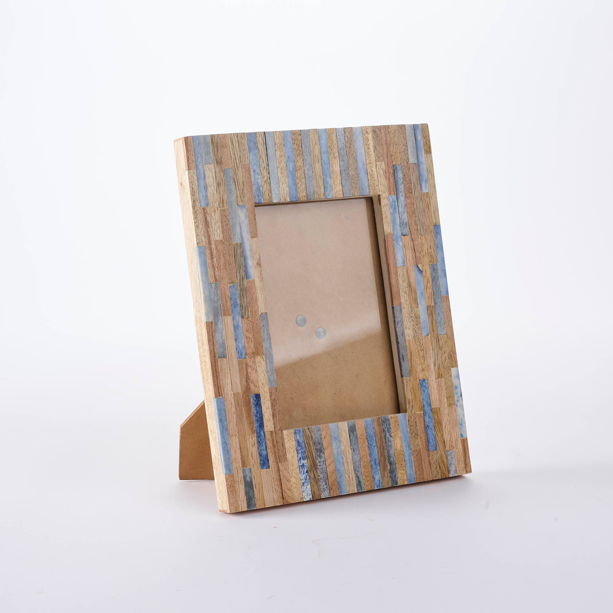 On Earth Tukade cornice legno mango azzurra 10x15