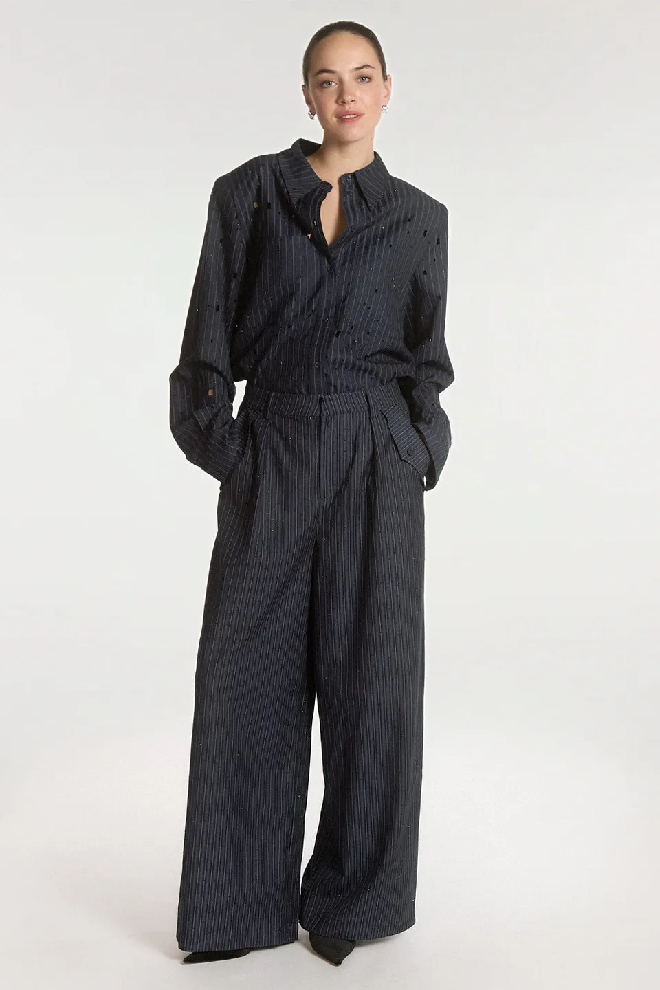 Aaiko Mirari pantaloni blu notte palazzo