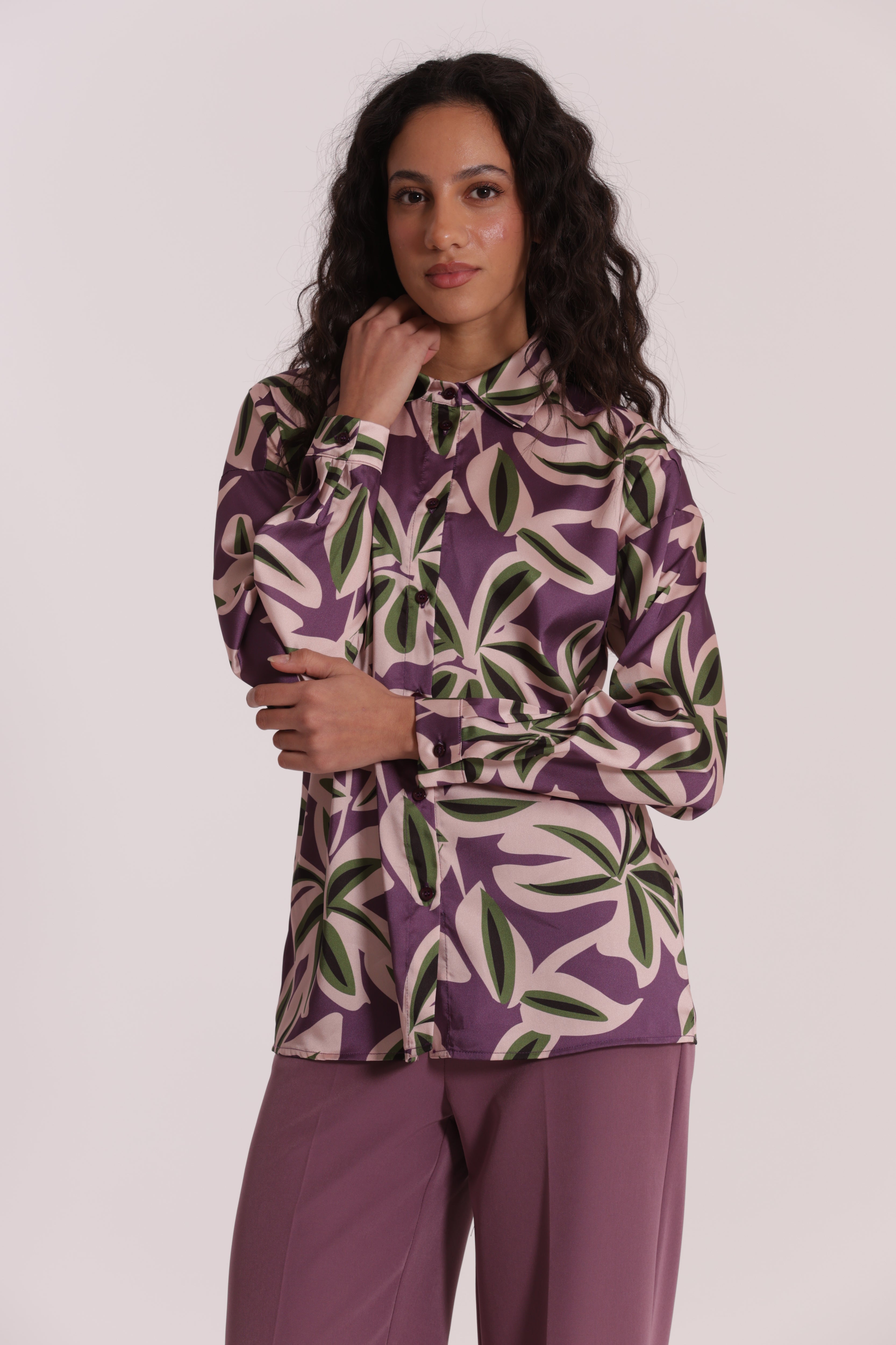 Mimi Mua Camicia Uomo camicia botanica malva/militare