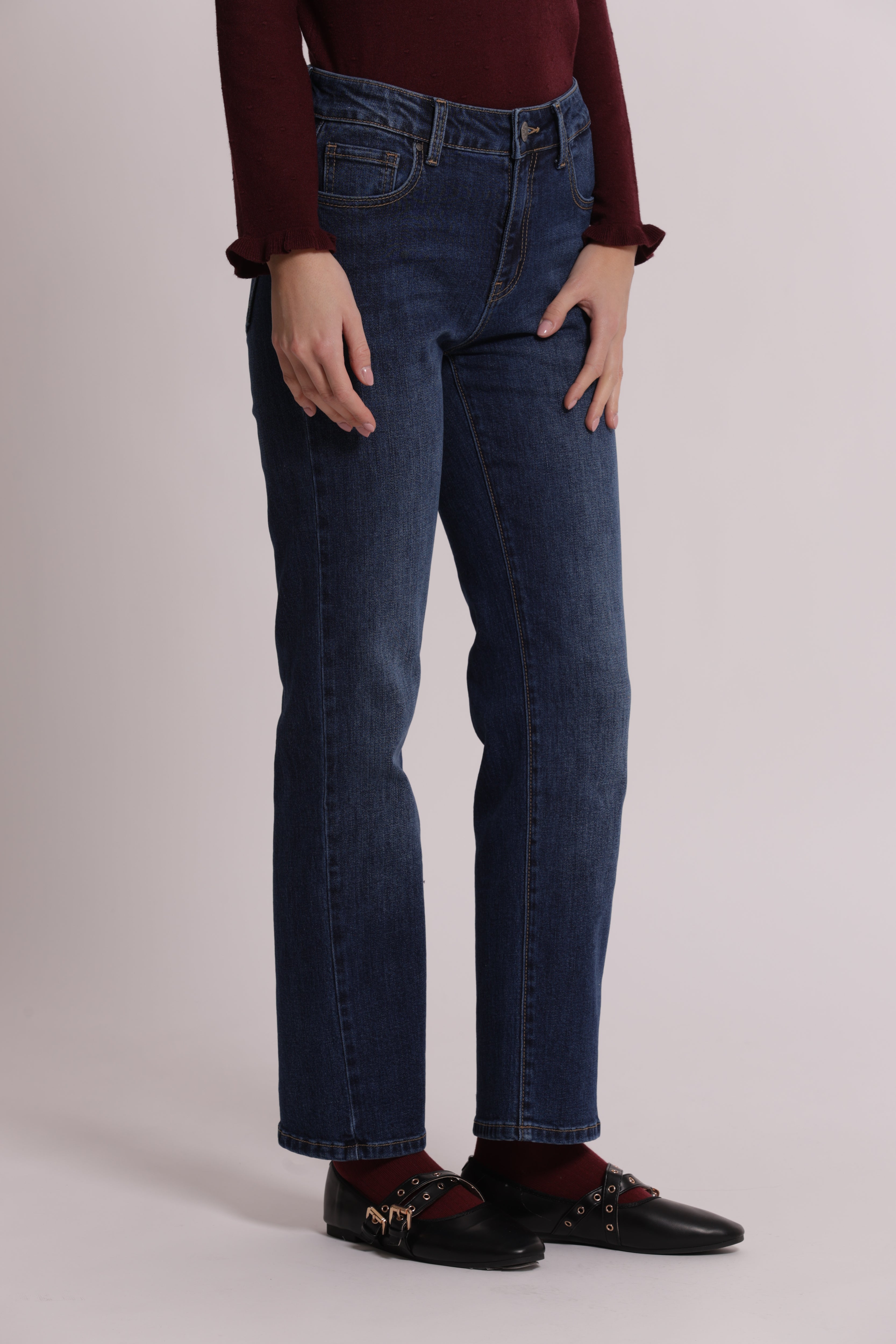 Mimi Mua Jeans Straight blu medio cotone
