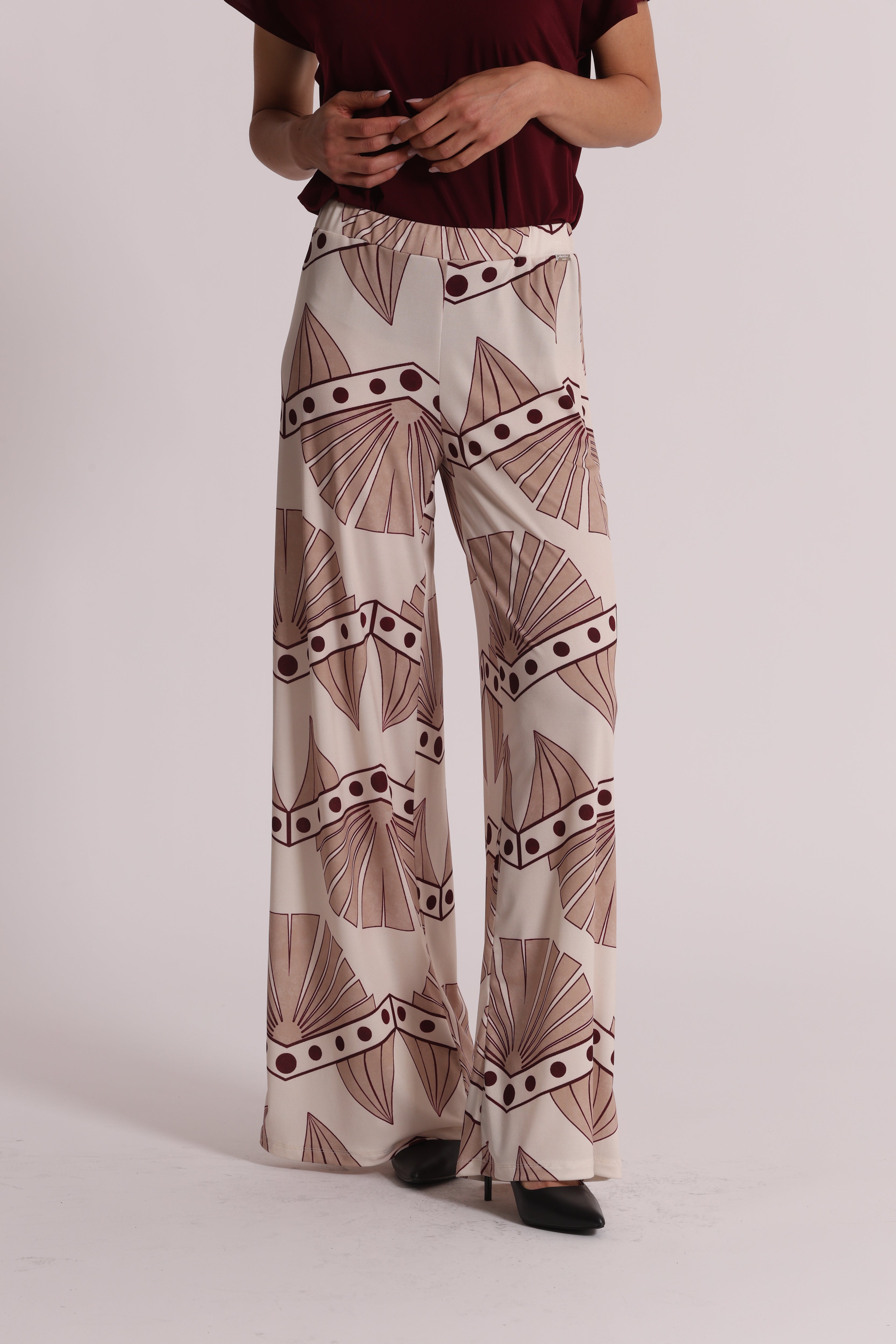 Mimi Mua Pantalone Ity Fantasia pantaloni panna elasticizzato