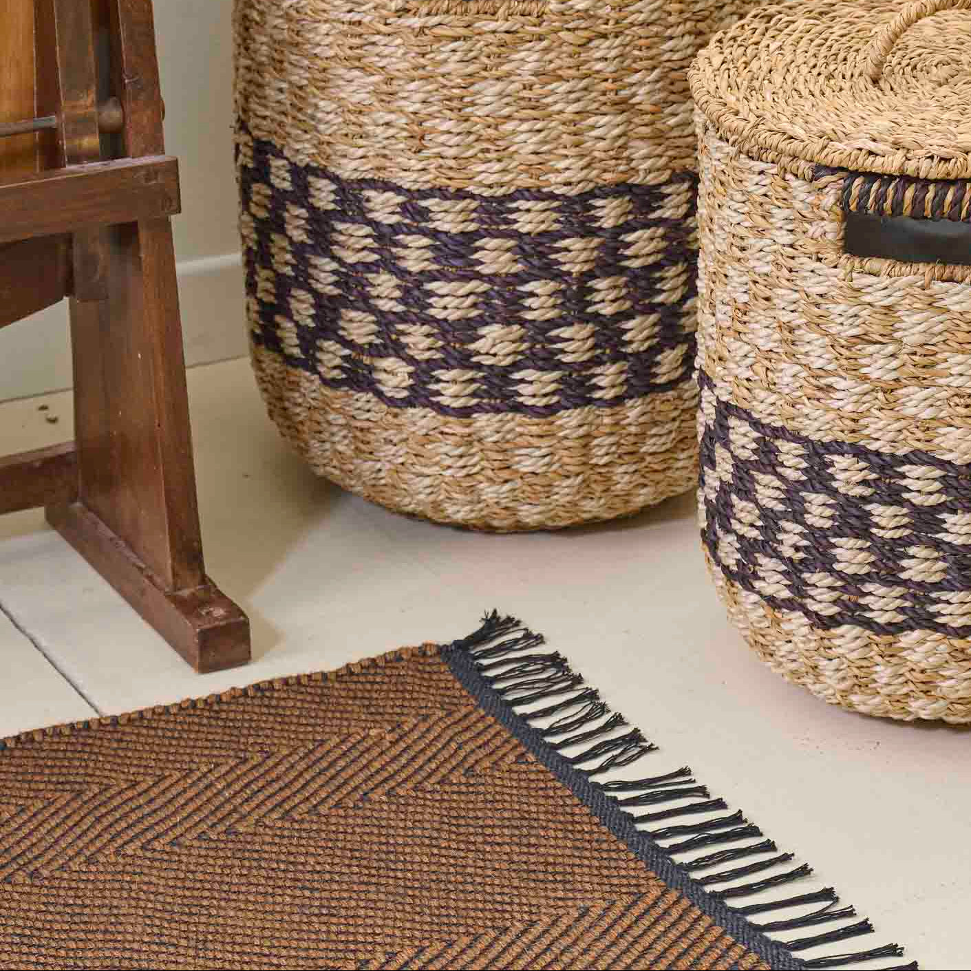 On Earth Chevron tappeto juta 70x130 marrone