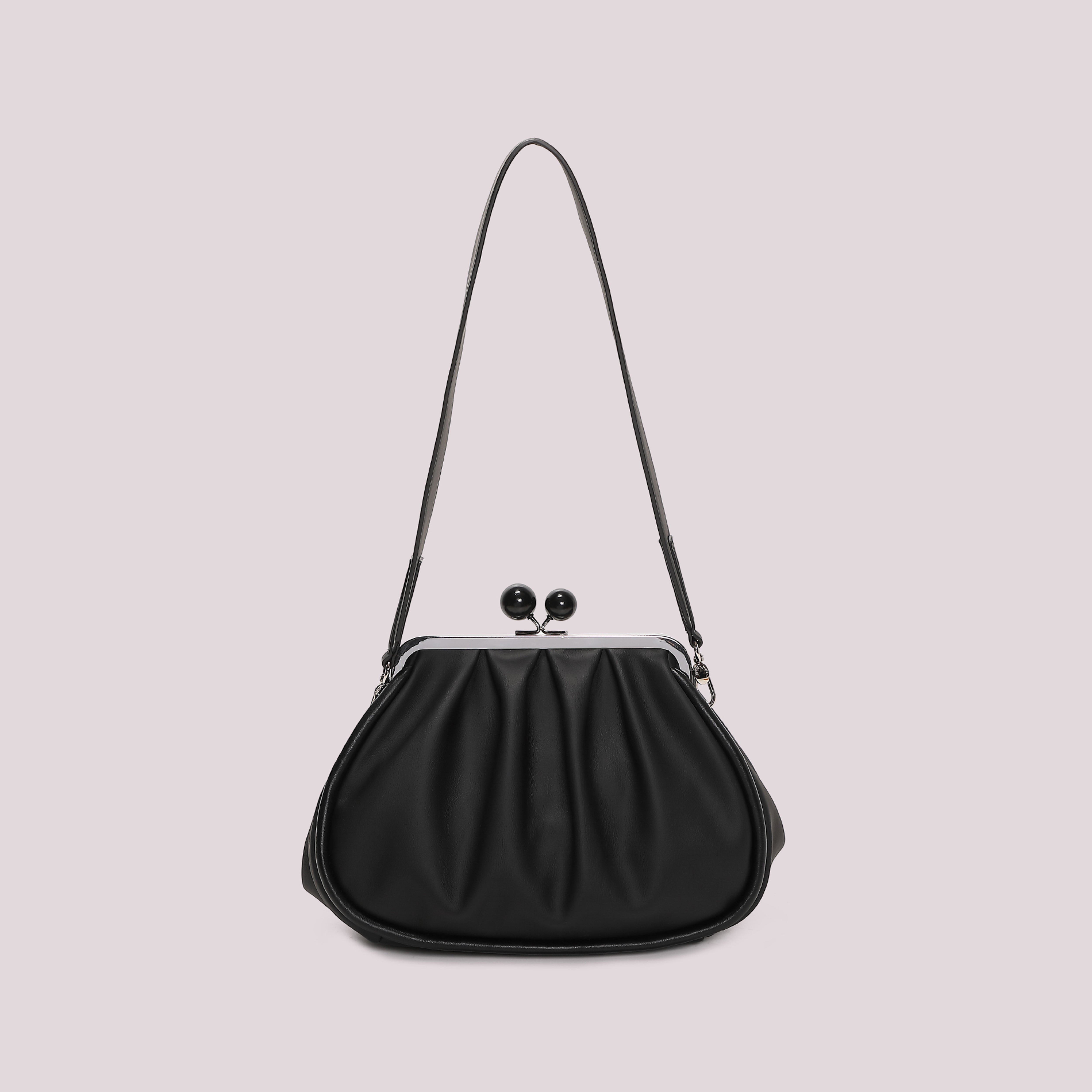 Mimi Mua Clutch Morbida Sfere Nera 30cm Elegante