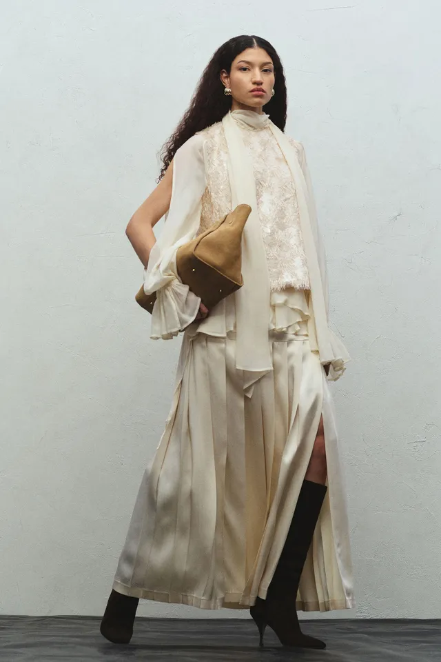 Semicouture Karissa gonna burro pieghe midi