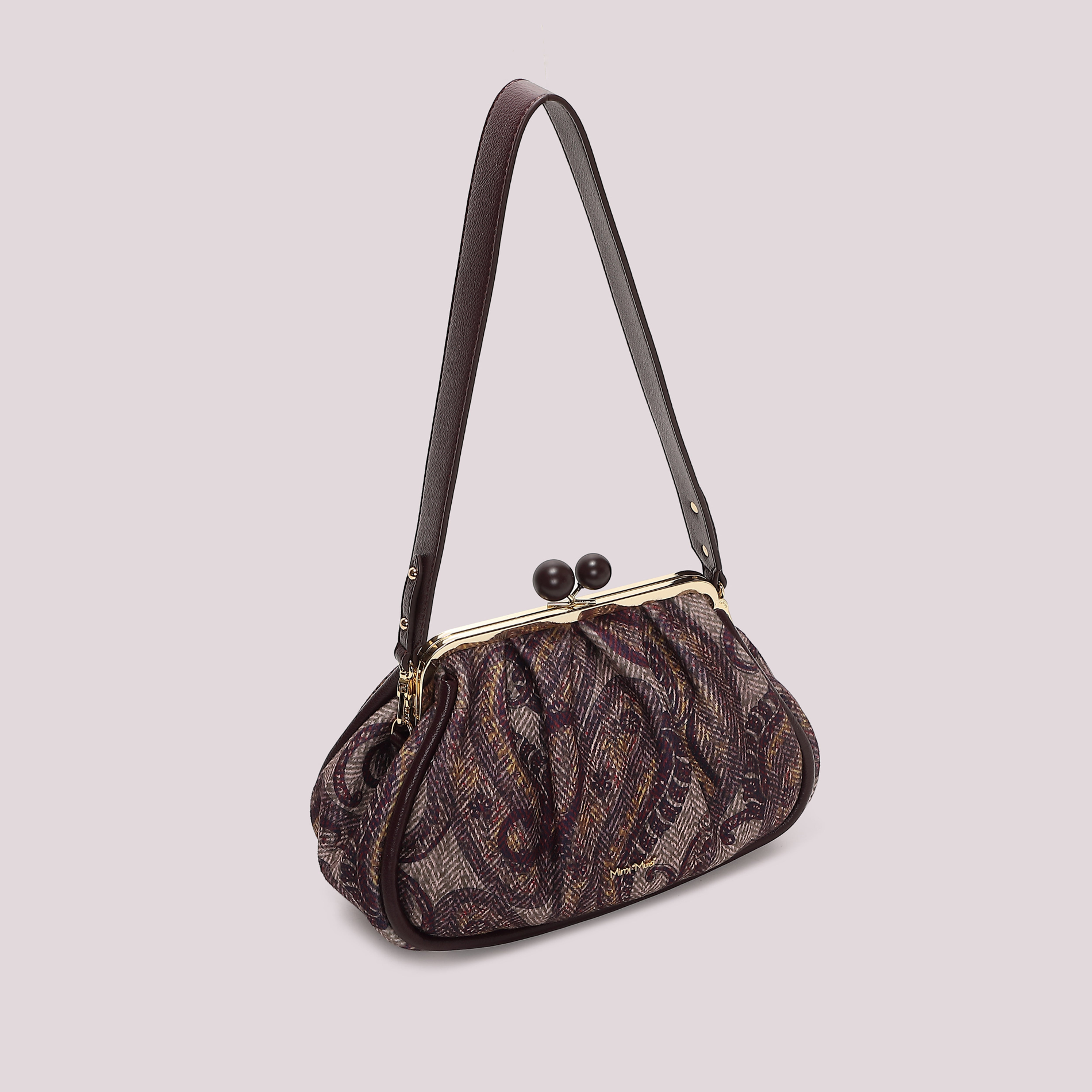 Mimi Mua Clutch Fantasia con Chiusura a Sfere Borsa Prugna