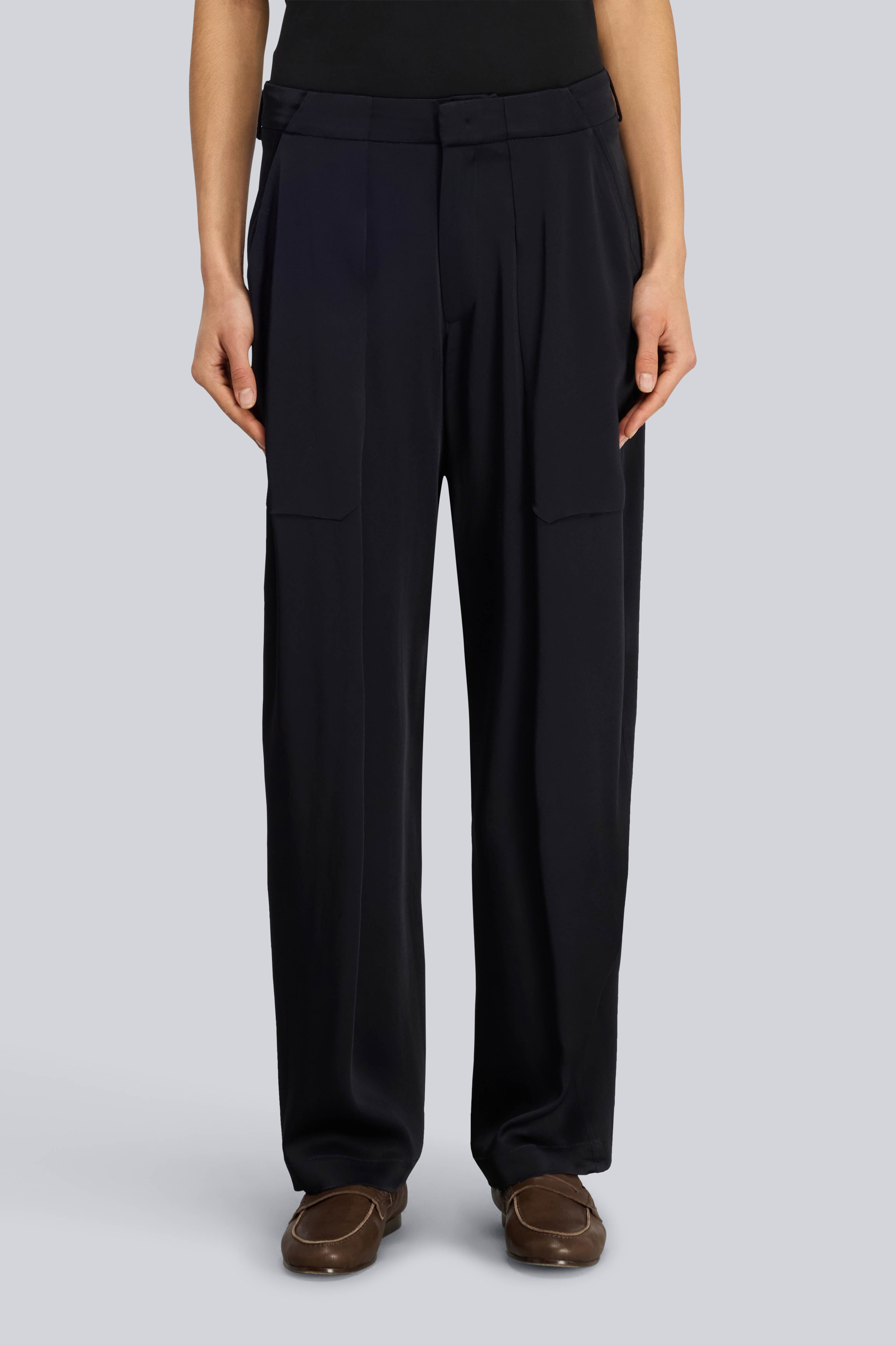 Semicouture Chantal Pantalone Envers Satin Blu Notte