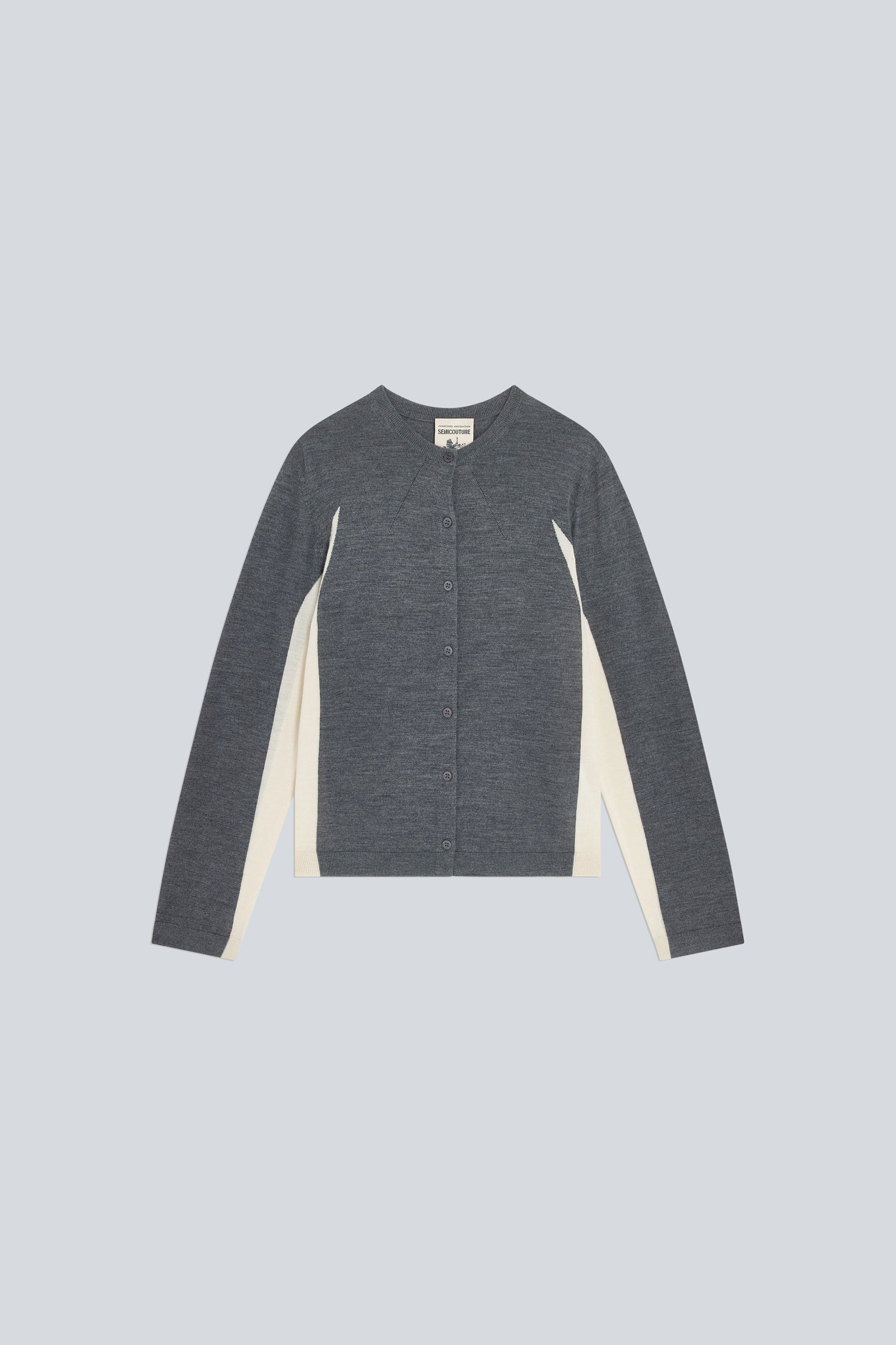 Semicouture Delia cardigan lana block color grigio-burro