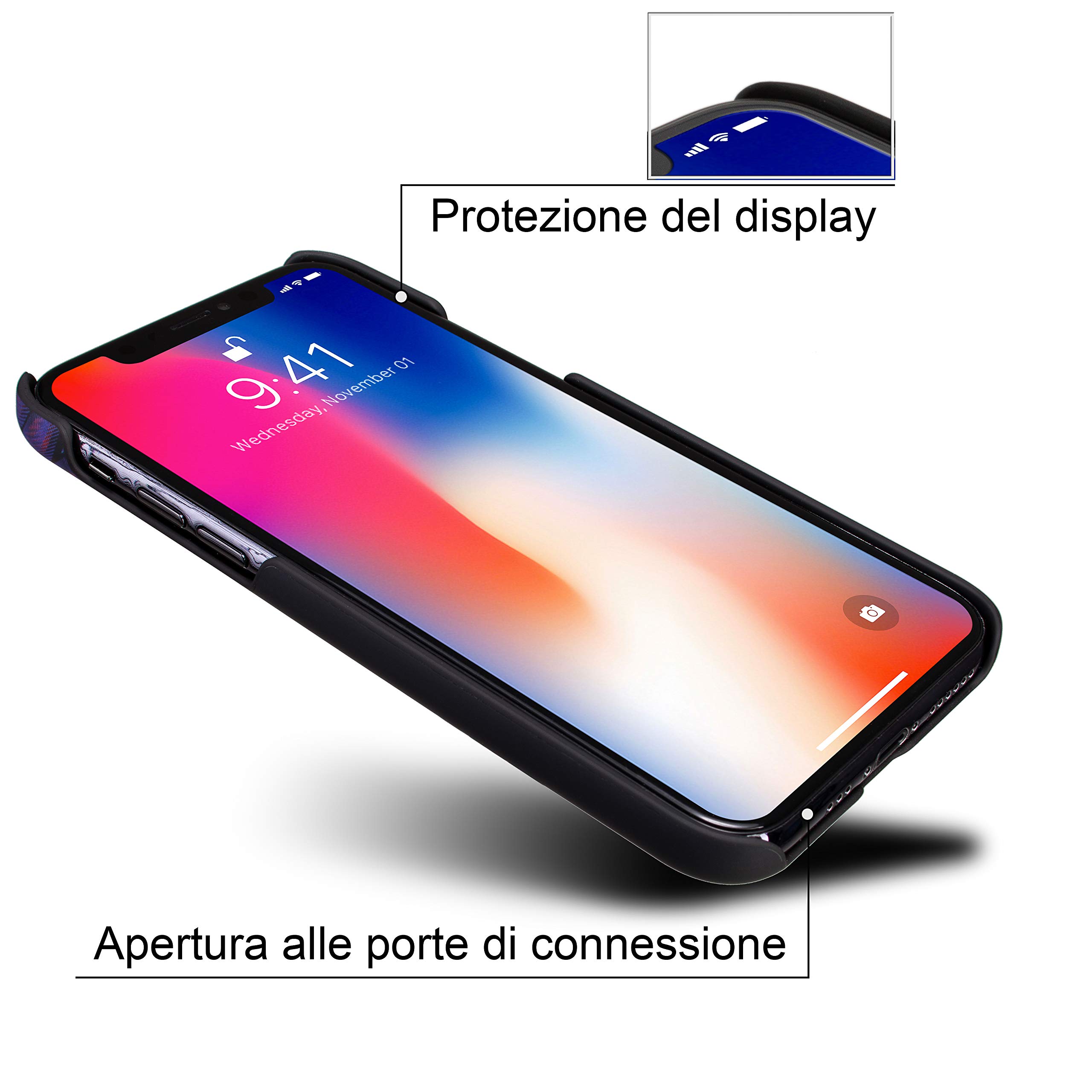 Marcelo Burlon County of Milan custodia iPhone XS X vetro Asahi 9H