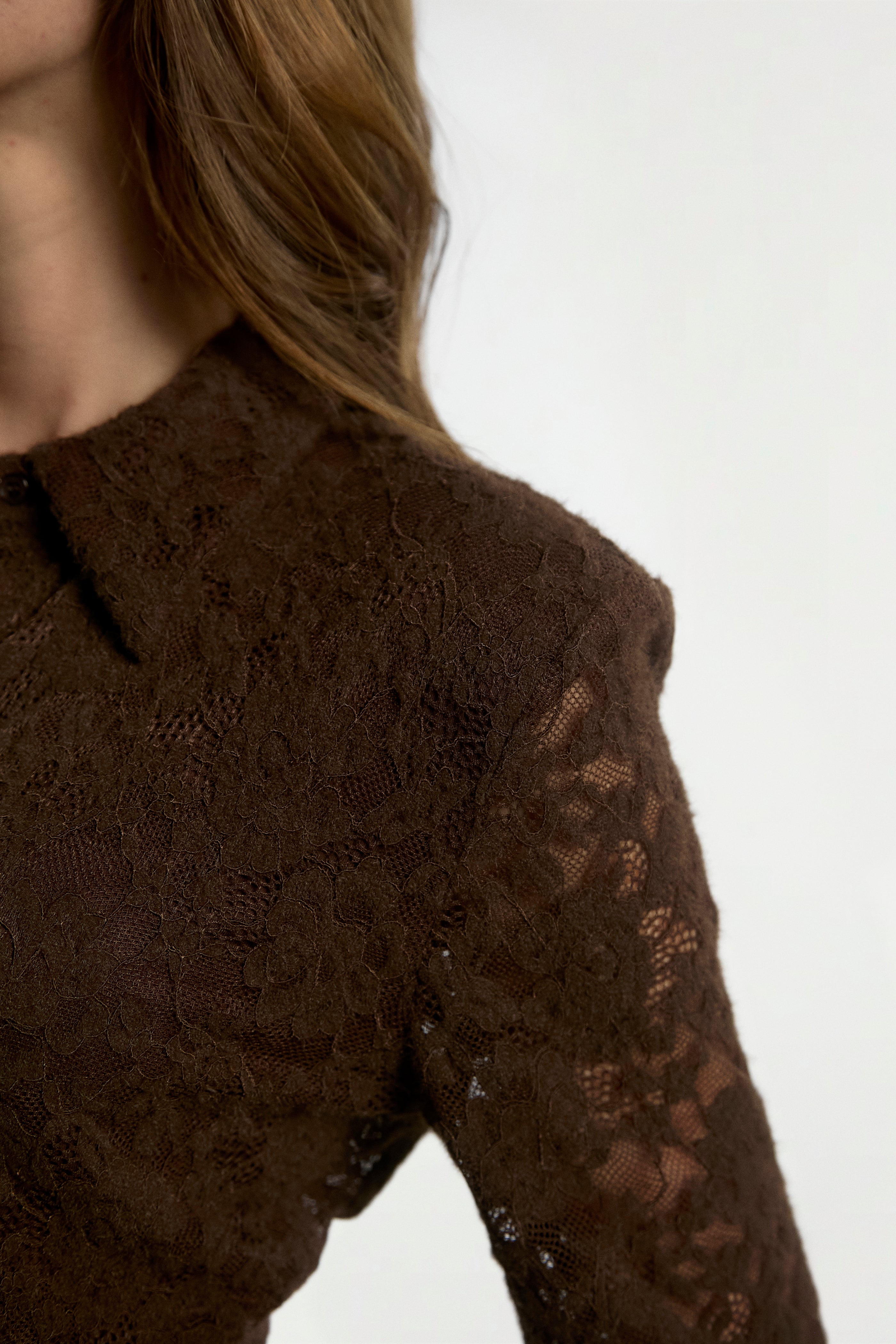 Aaiko Vigo top marrone pizzo elasticizzato
