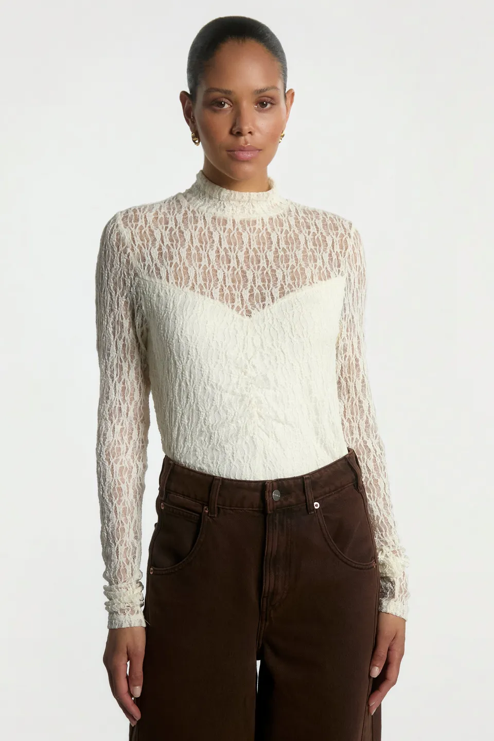 Aaiko Amy top crema collo alto
