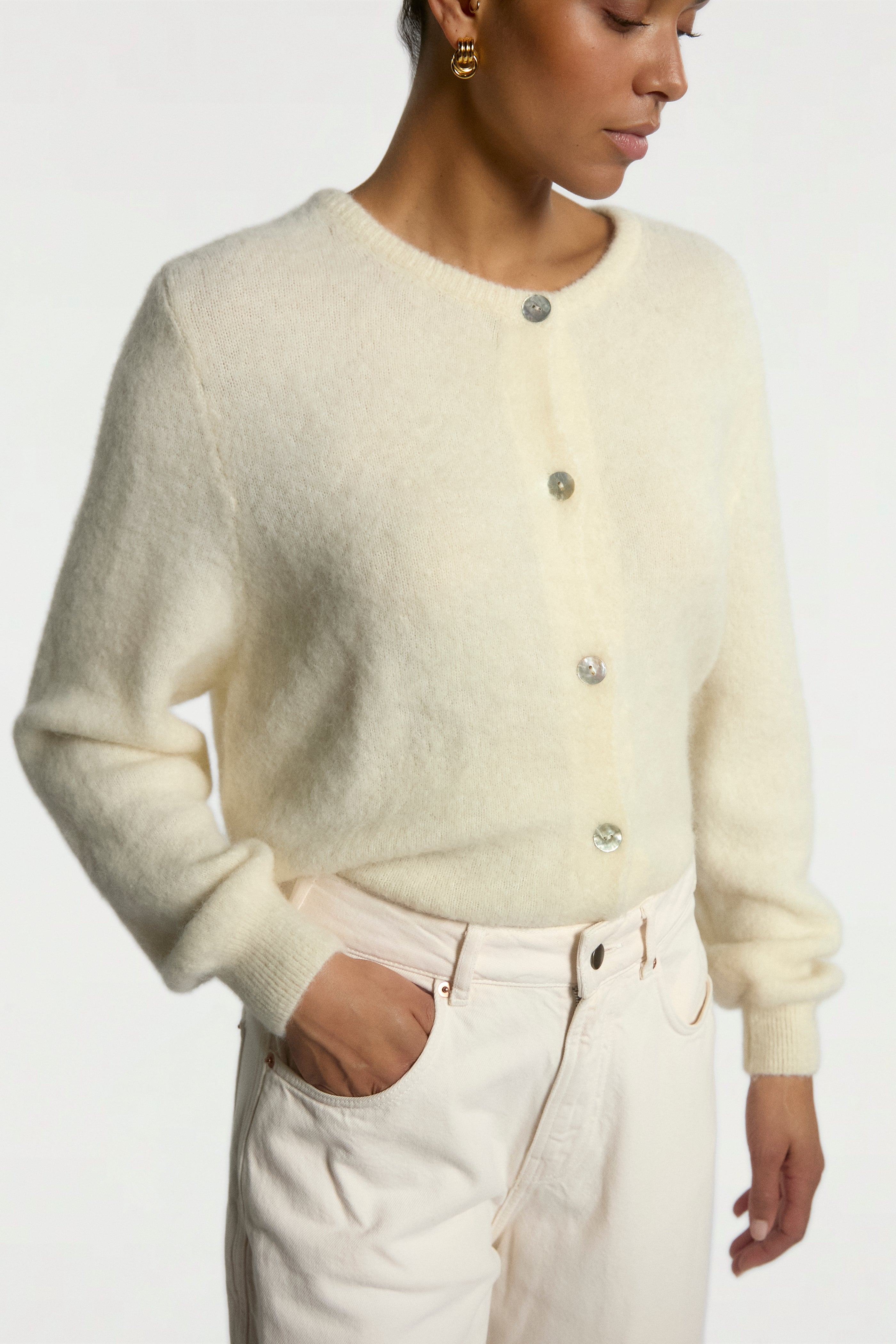 Aaiko Lorys cardigan lana alpaca crema
