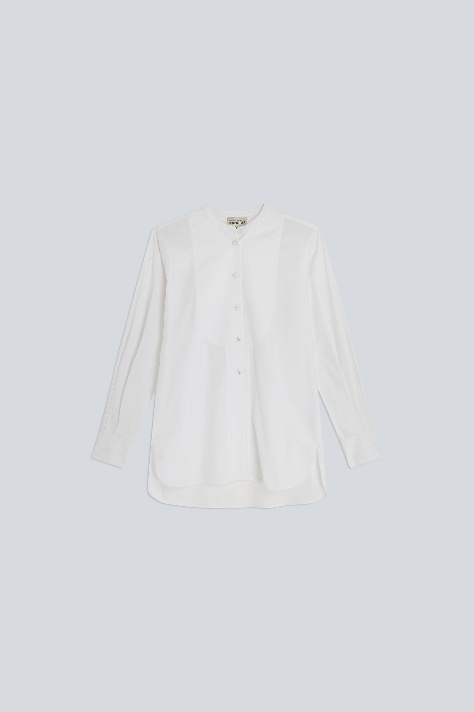 Semicouture Kiley Camicia Popeline Collo Coreano Bianco