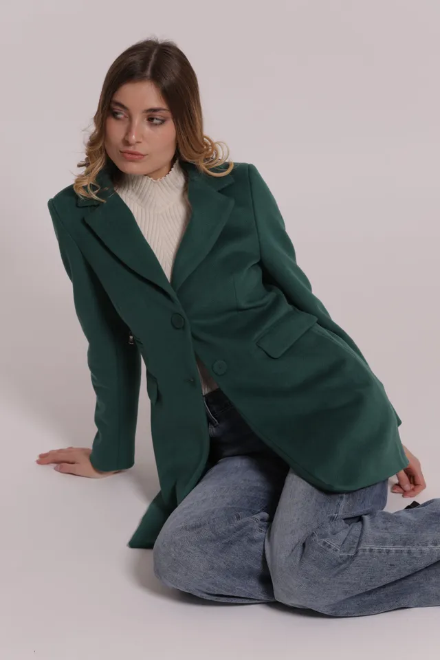 Mimi Mua Cappotto Baronetto con Zip Nero