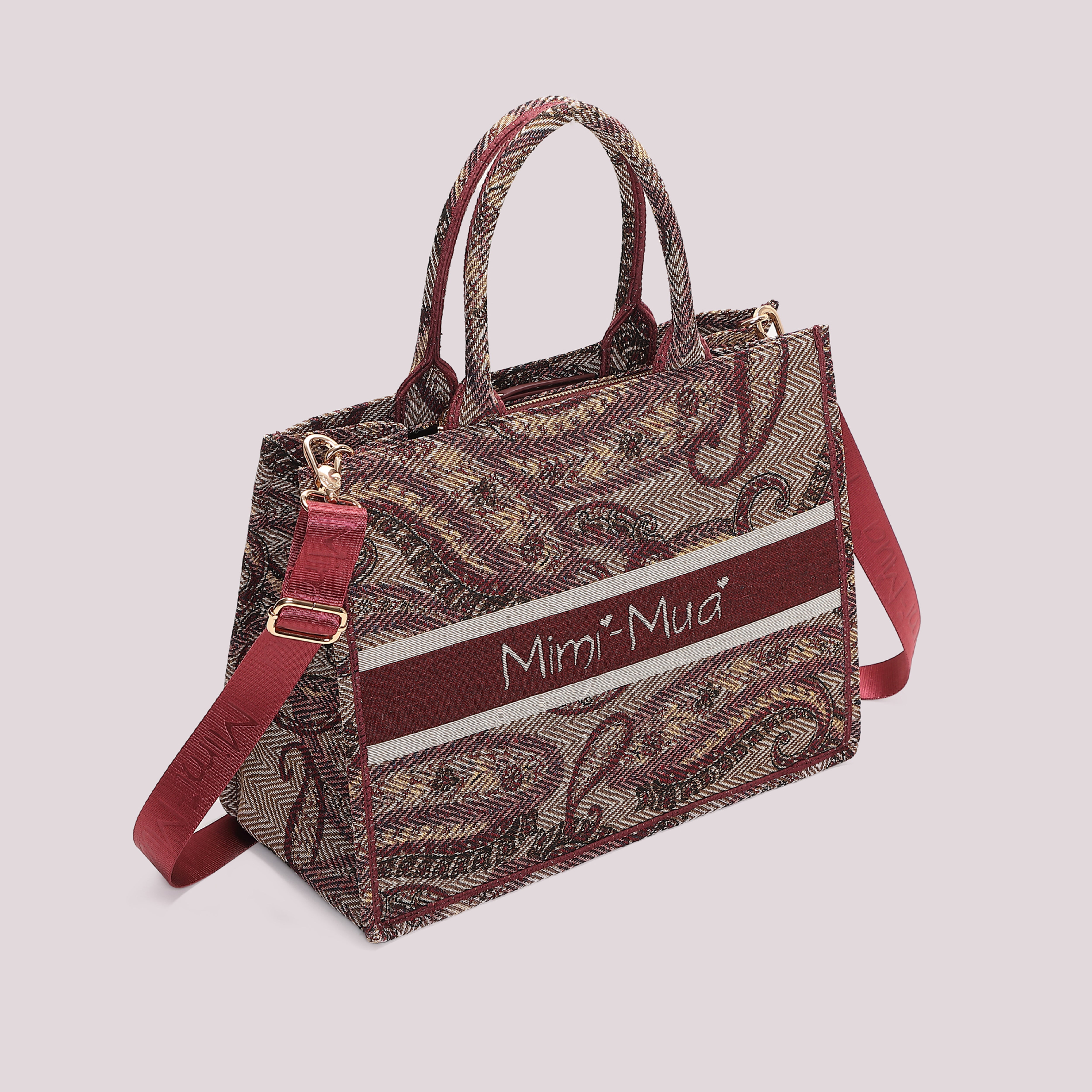 Mimi Mua shopper grande fantasia borsa prugna capiente