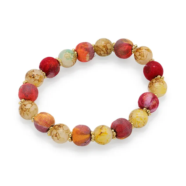 On Earth Blossom bracciale vetro multicolore elastico