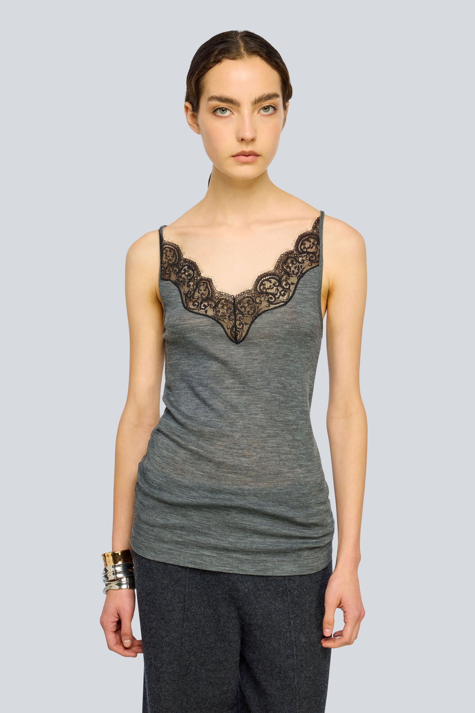 Semicouture Aura top lana grigio melange