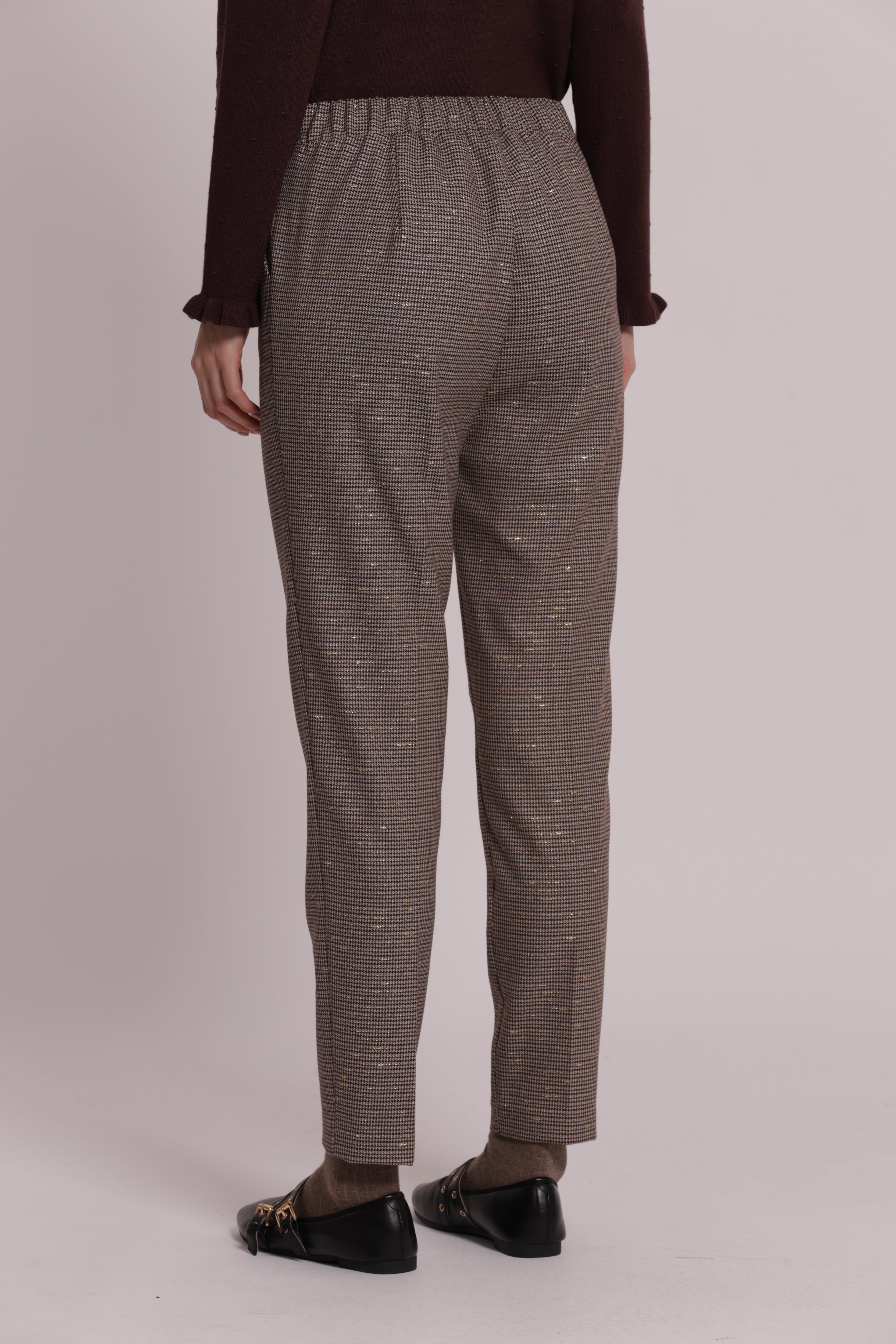 Mimi Mua Pantalone Sigaretta Pied Poule Bordeaux