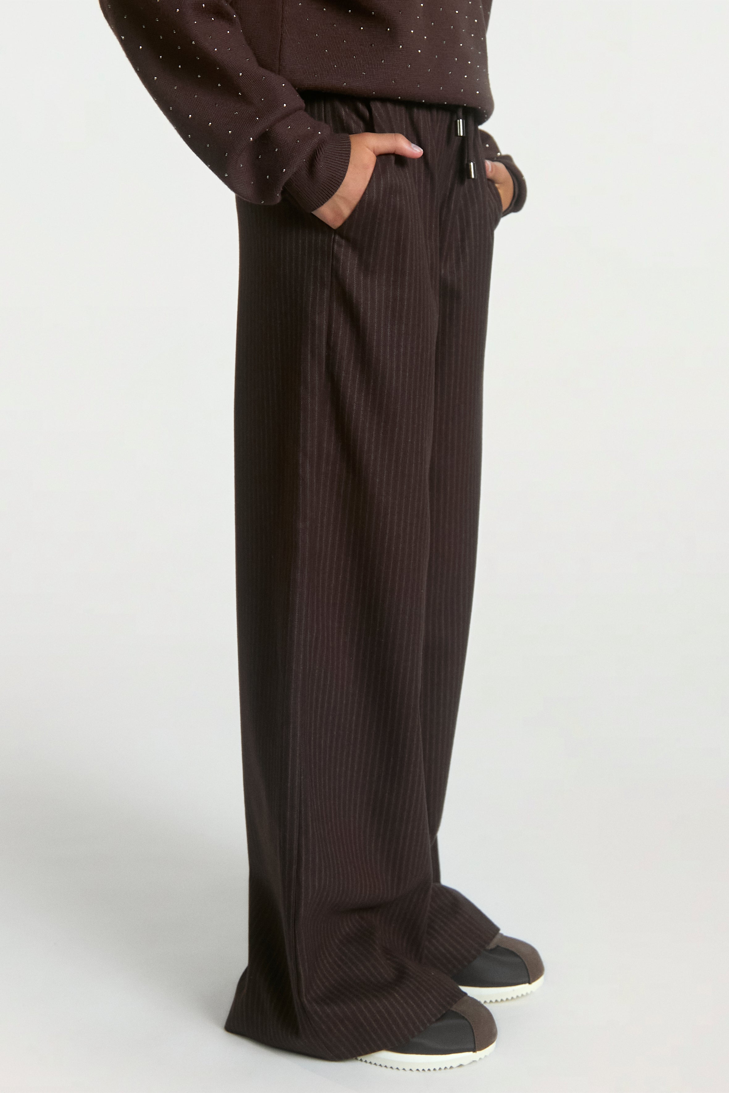 Aaiko Esila pantaloni marrone gessati ragazza