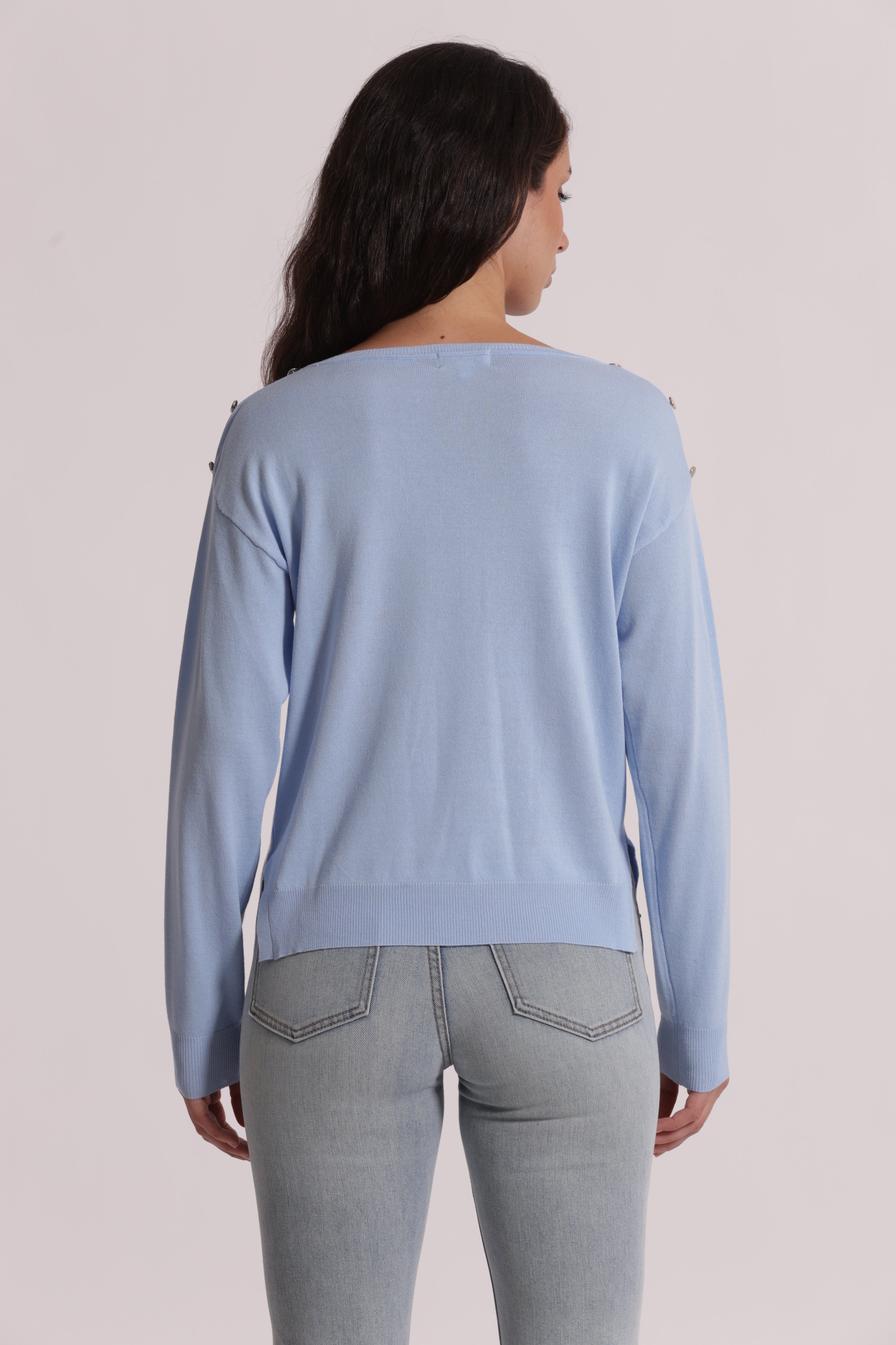 Mimi Mua Maglia Bottoni Spalla Panna viscosa