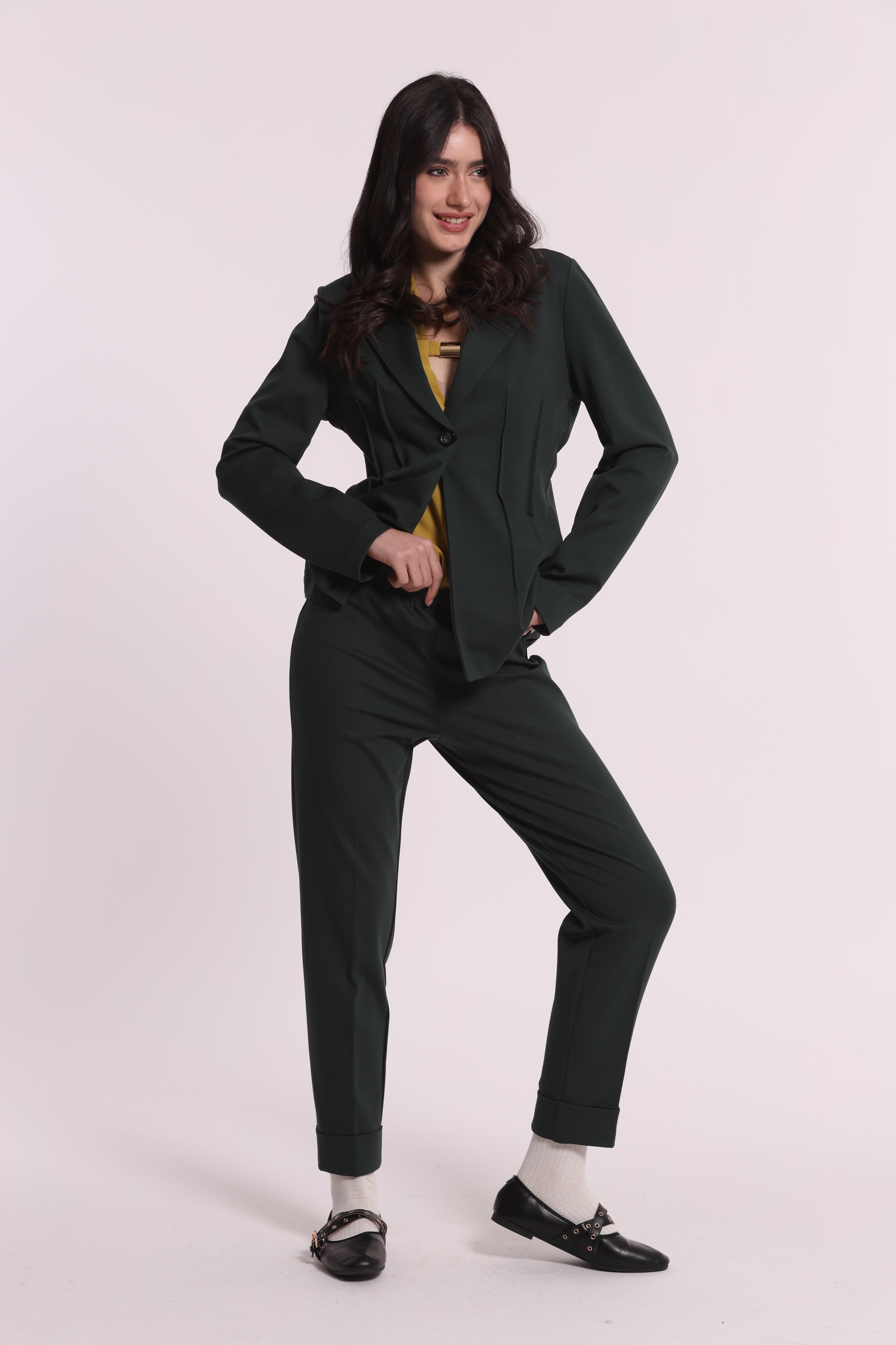 Mimi Mua Pantalone Risvolto Punto Milano Nero