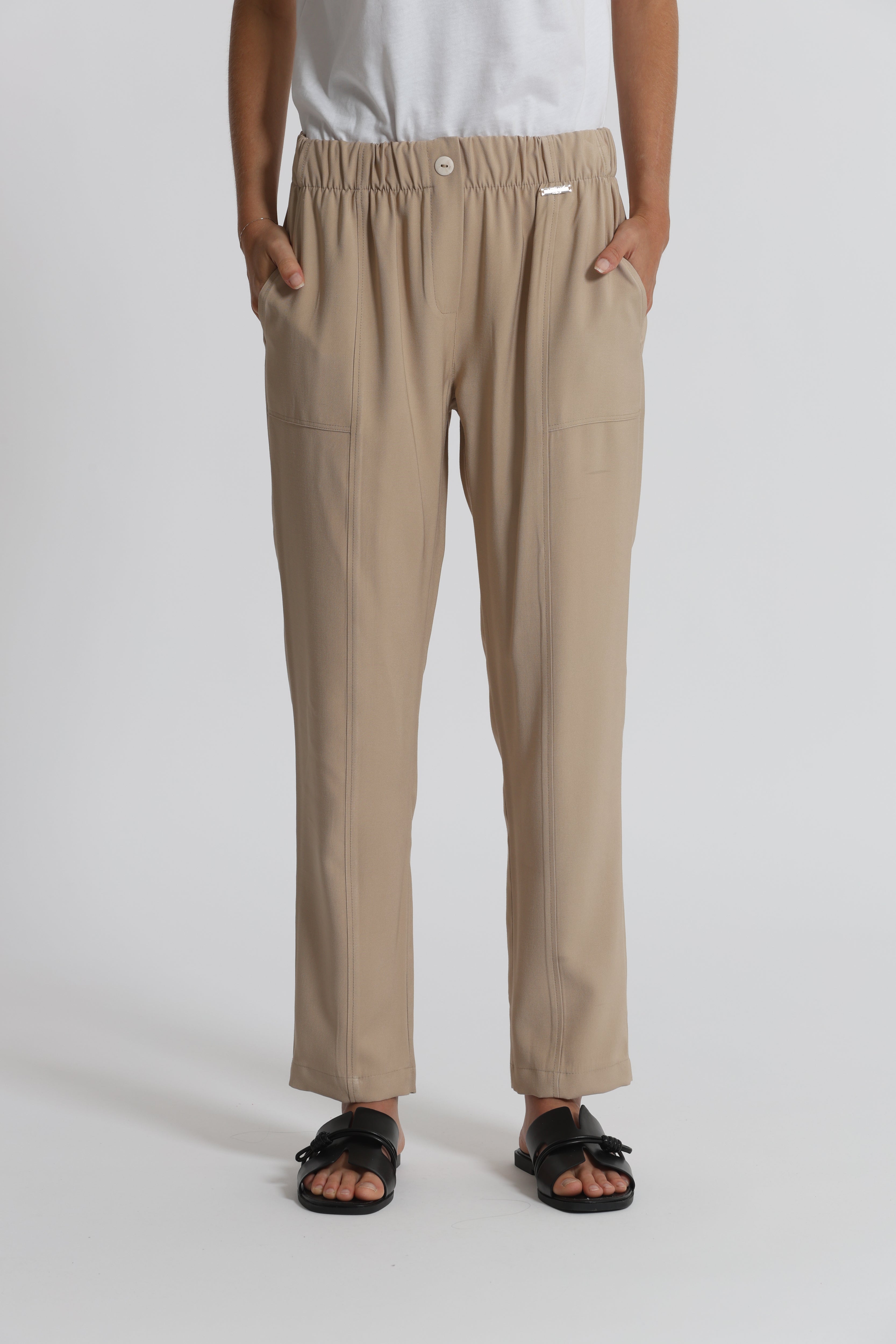 Mimi Mua pantalone con elastico pantaloni latte viscosa