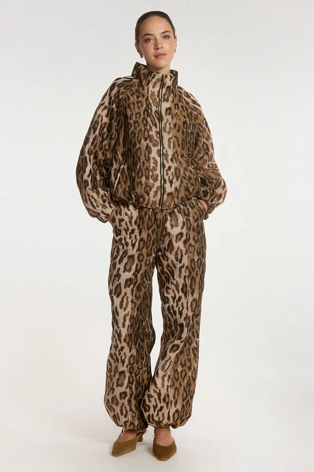 Aaiko Jet pantaloni animalier marrone lucido