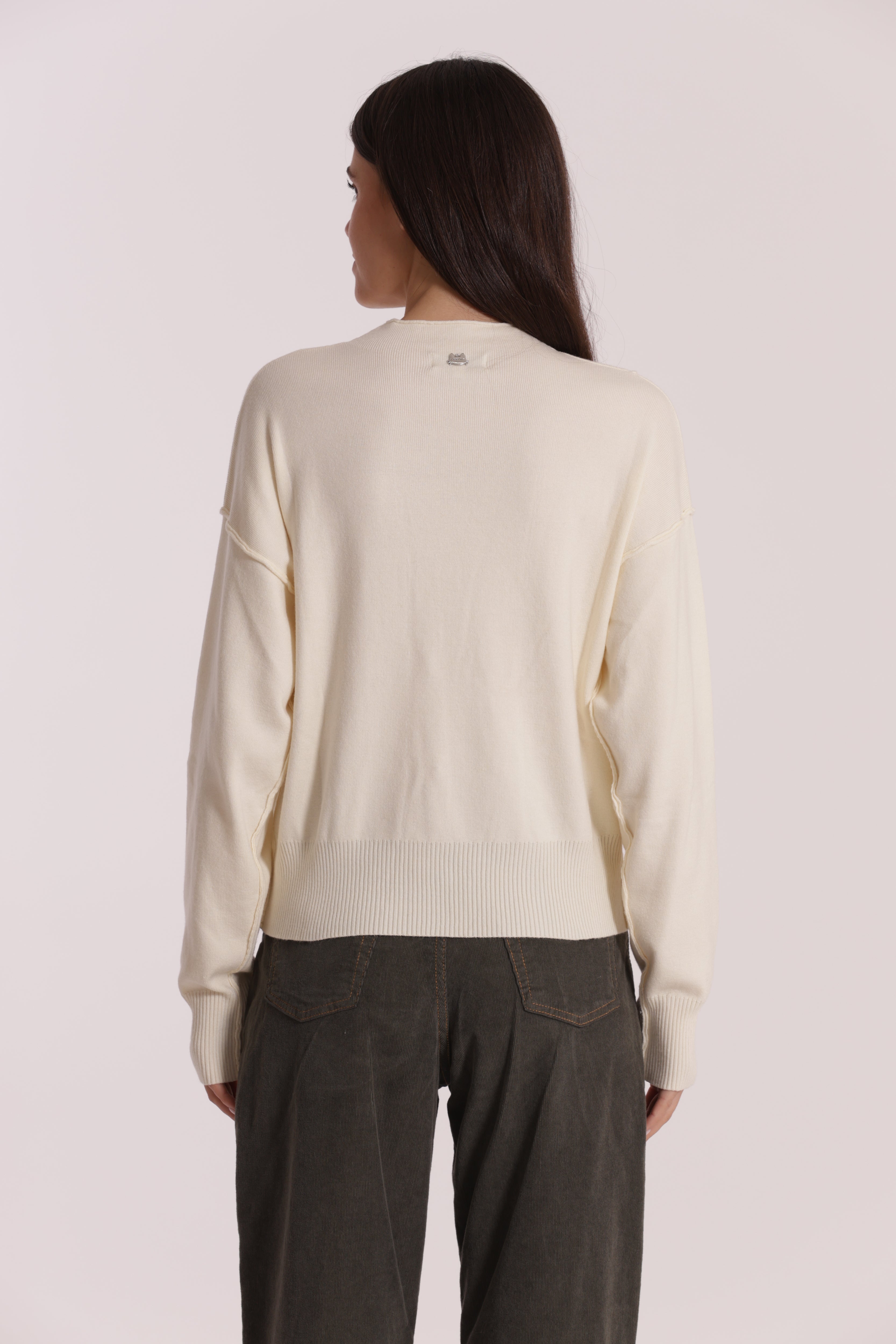 Mimi Mua Maglia Cardigan Bottoni Perle Nero