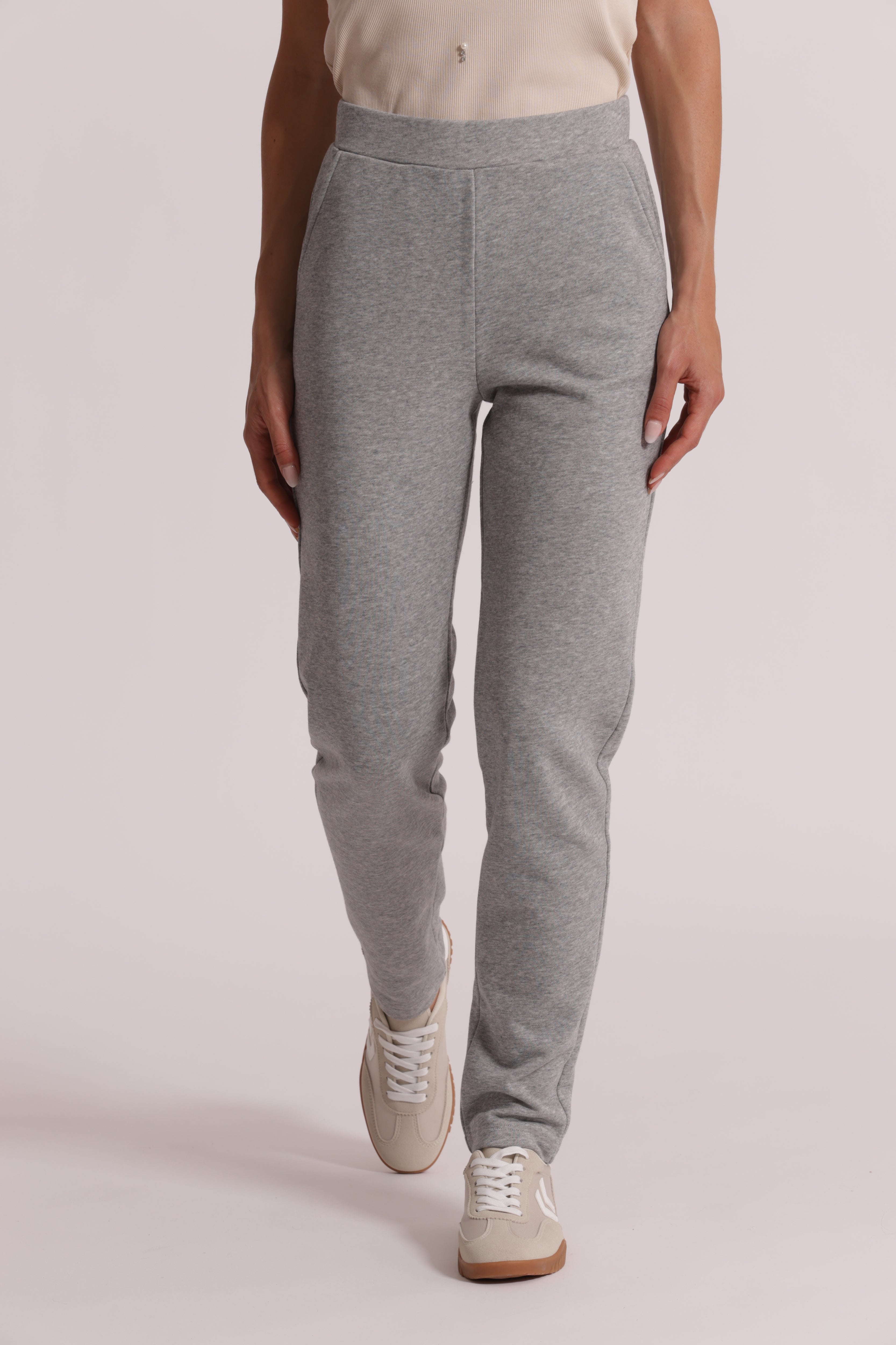 Mimi Mua Pantaloni Tuta Elastico Vita Beige Cotone