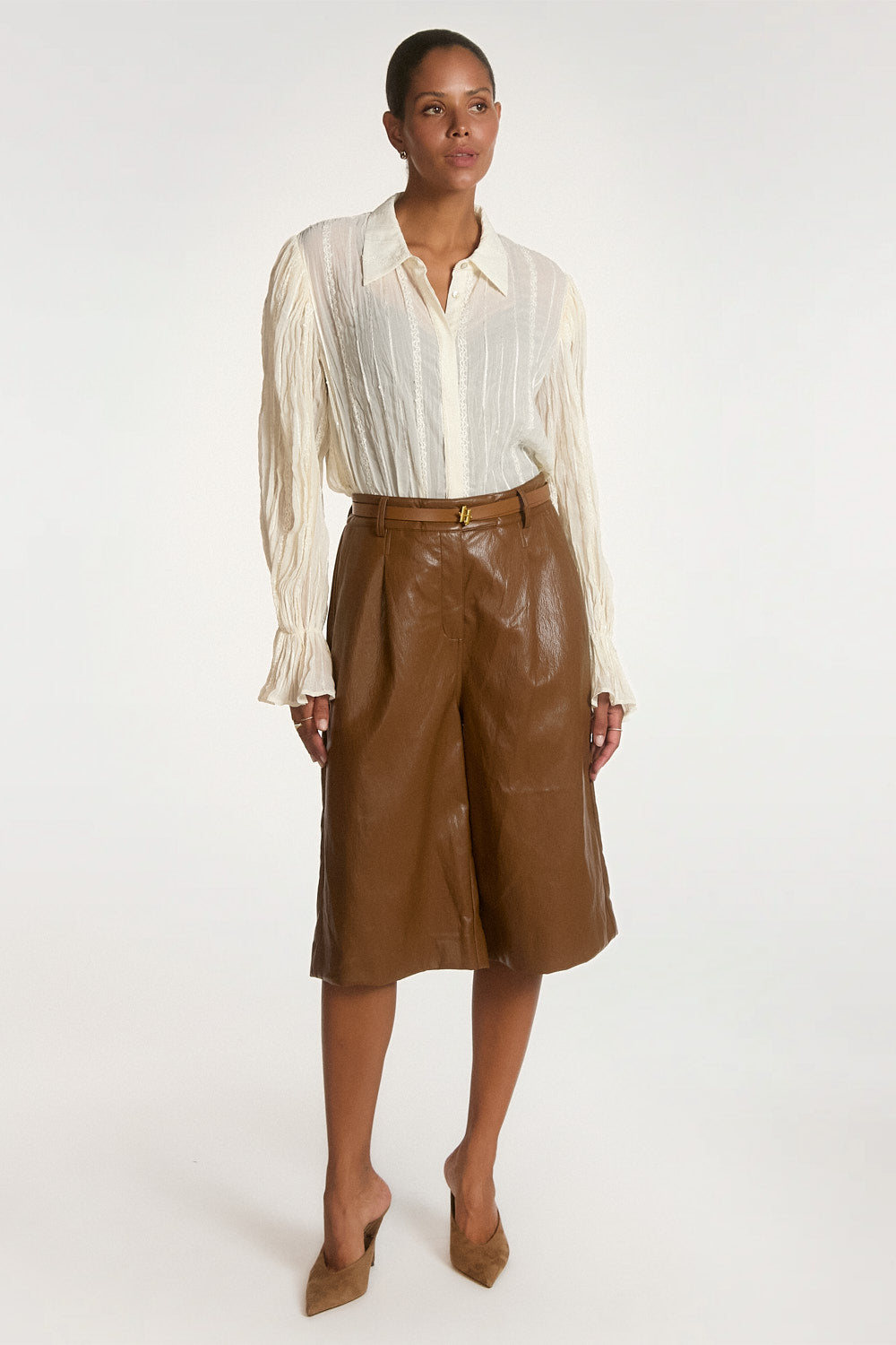 Aaiko Sien camicia righe crema maniche ampie