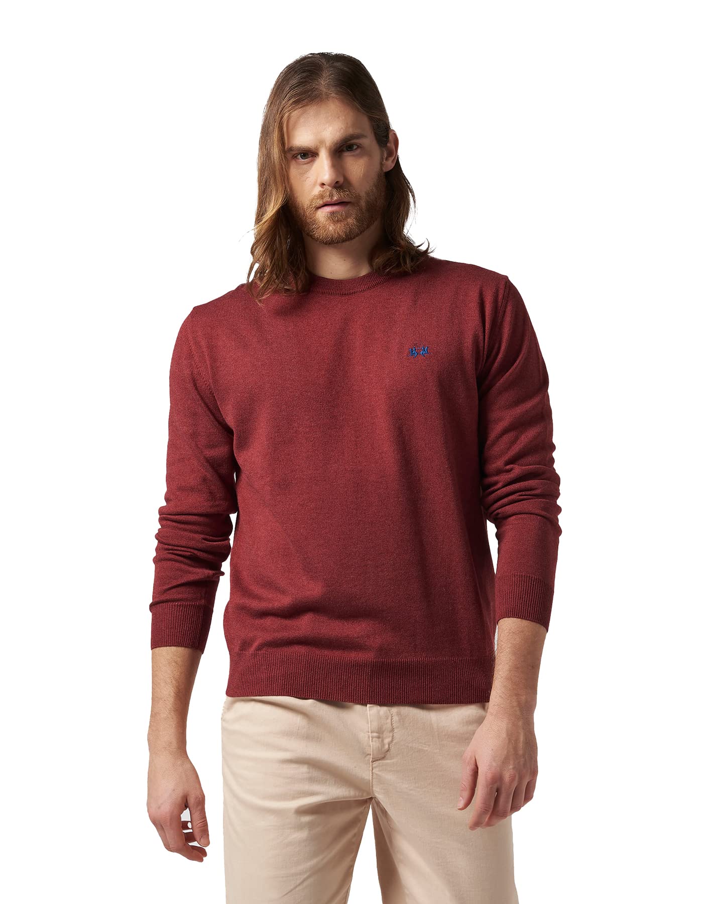 La Martina Rafael Maglione Uomo Blu 4XL in Cotone Misto Lana