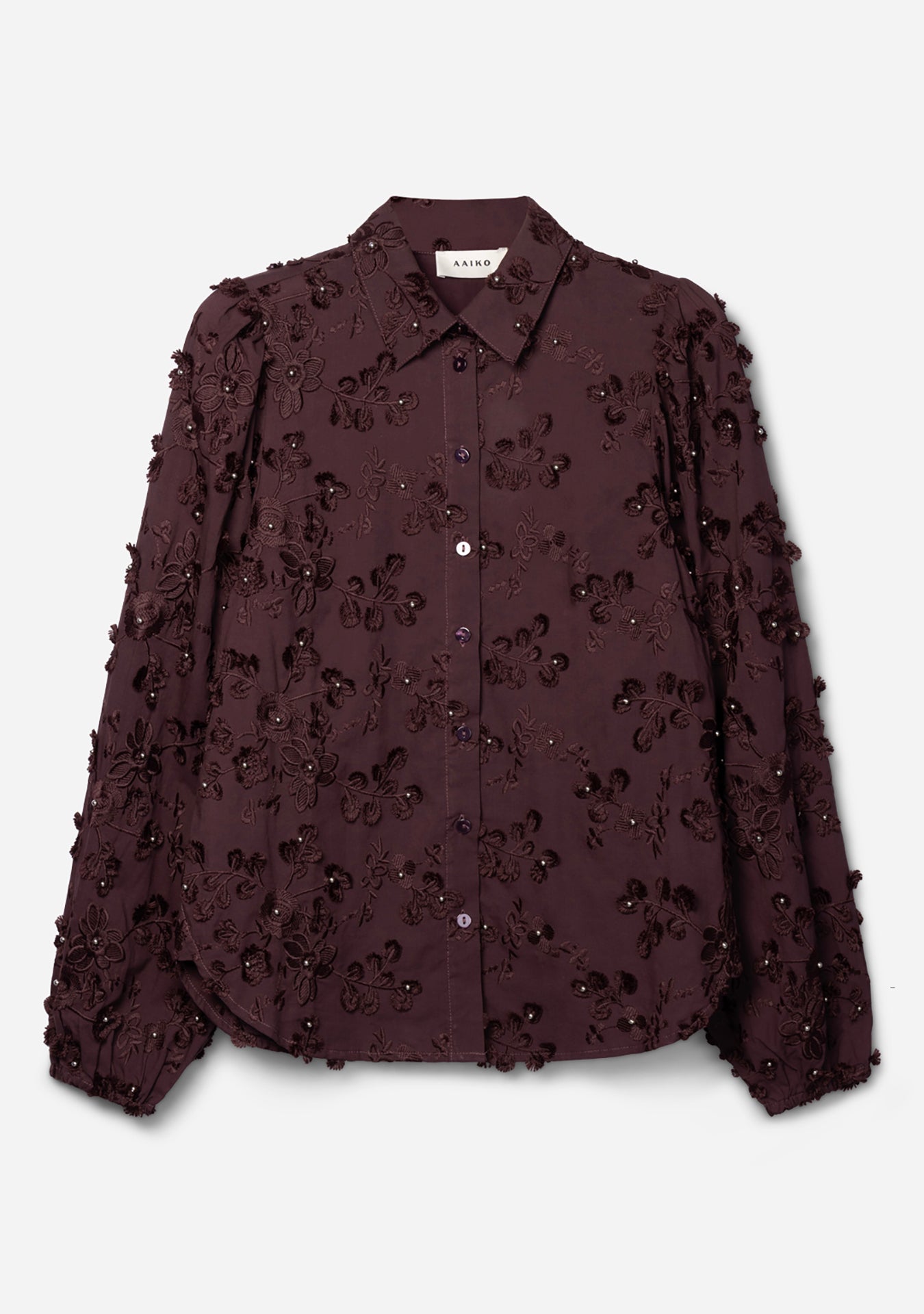 Aaiko Lien camicia bordeaux perle cotone bio