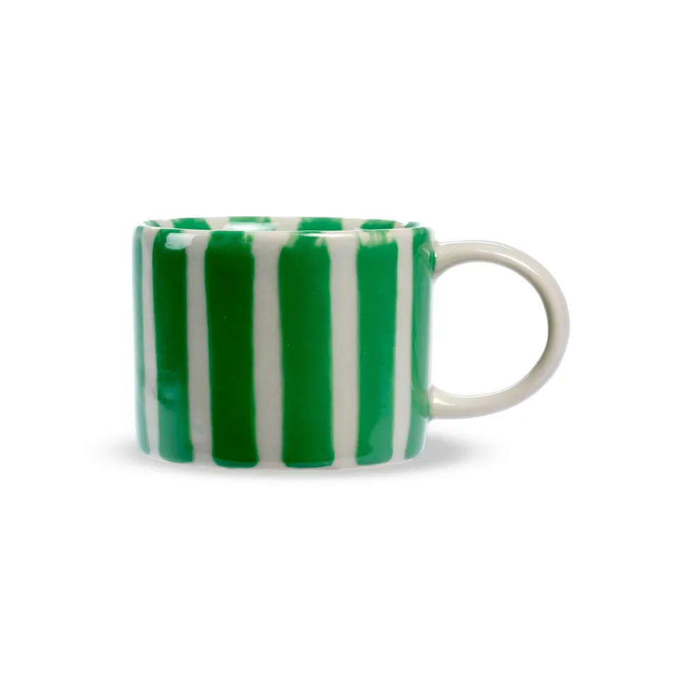 On Earth Righe tazza ceramica verde 8 cm