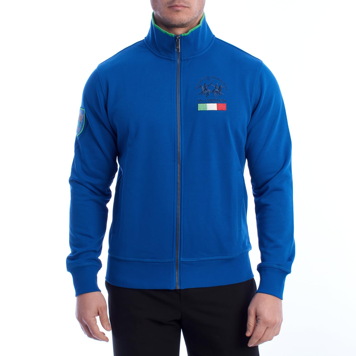 La Martina YMF602-FP112 felpa uomo fullzip blu navy cotone