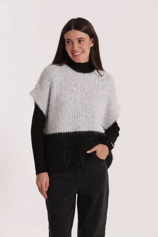 Mimi Mua Maglia Over Maniche Corte Bicolor maglia oversize