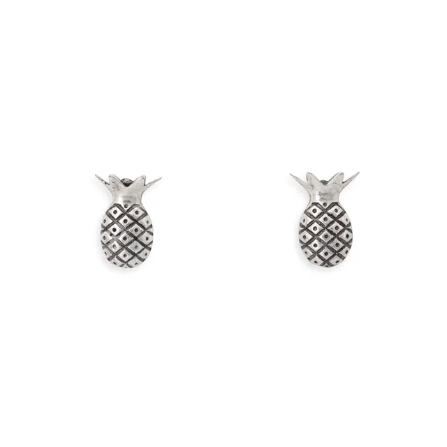 On Earth Cooperative Collection Ananas orecchini ottone argentato