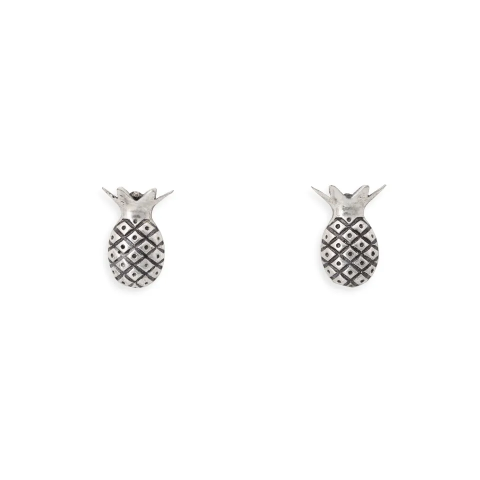On Earth Cooperative Collection Ananas orecchini ottone argentato