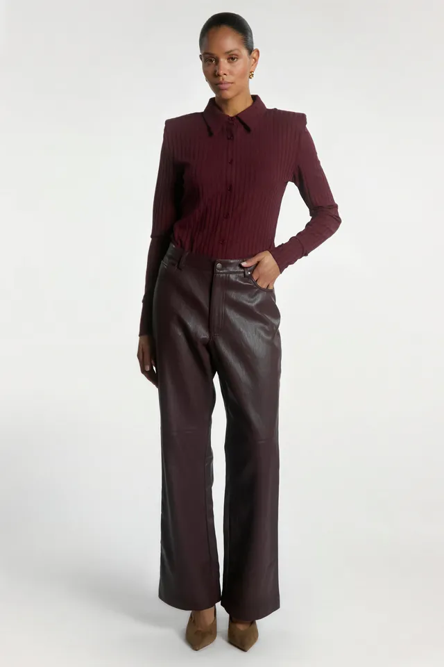 Aaiko Rianne Pantaloni bordeaux effetto pelle dritti