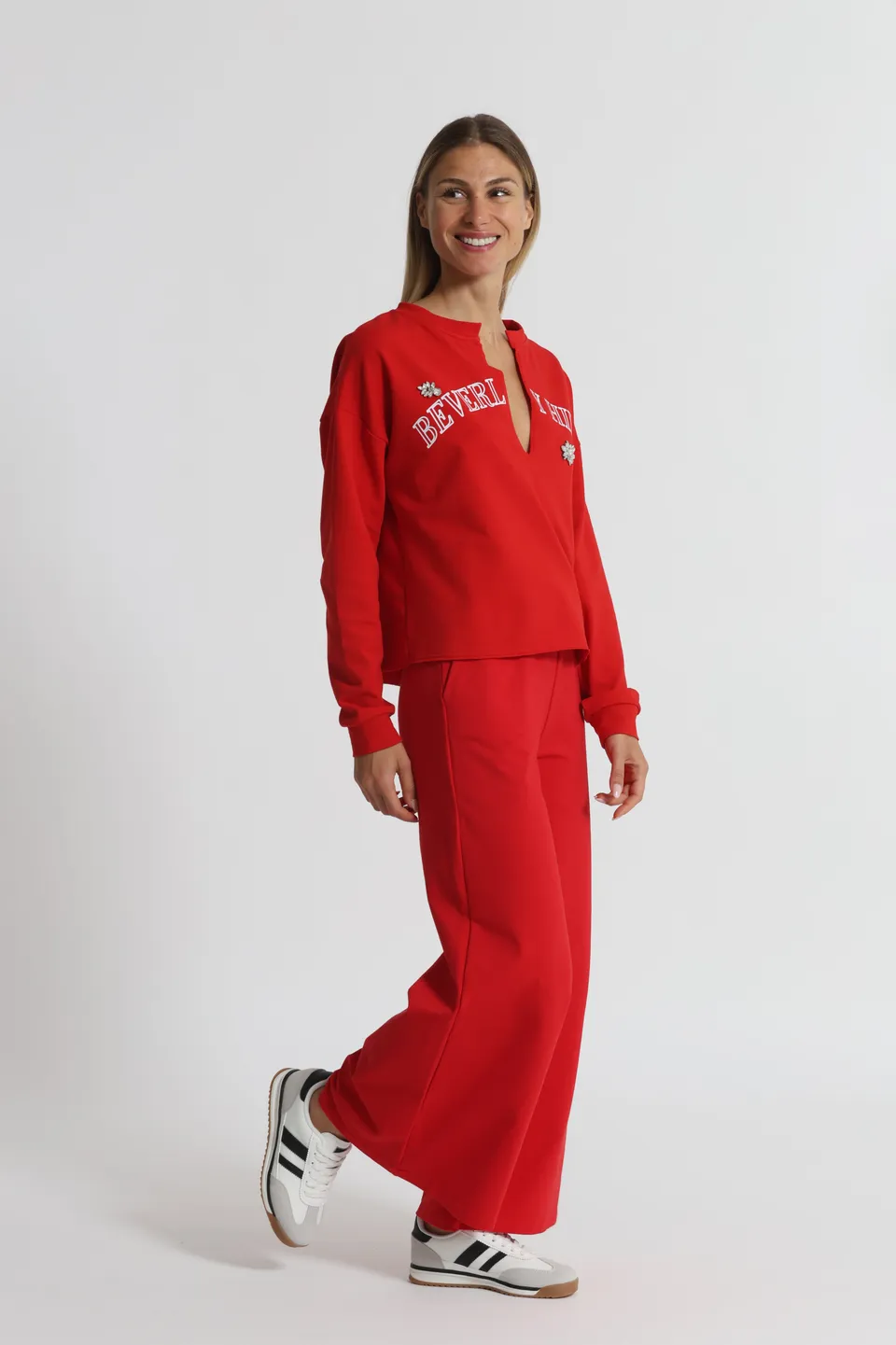 Mimi Mua Pantalone Felpa Coulisse Cotone Rosso