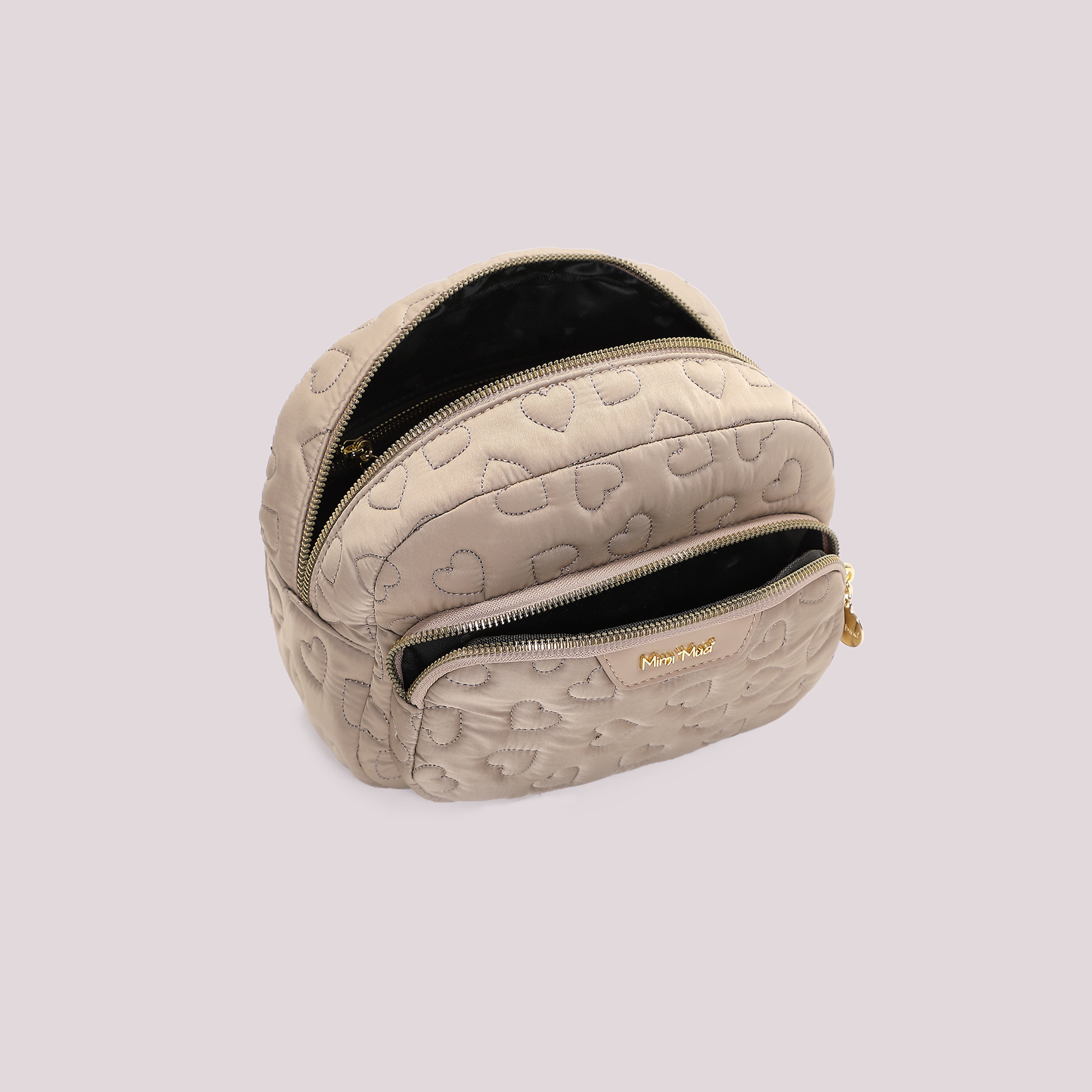 Mimi Mua Beauty Case Trapuntata Pochette Nero Cuori