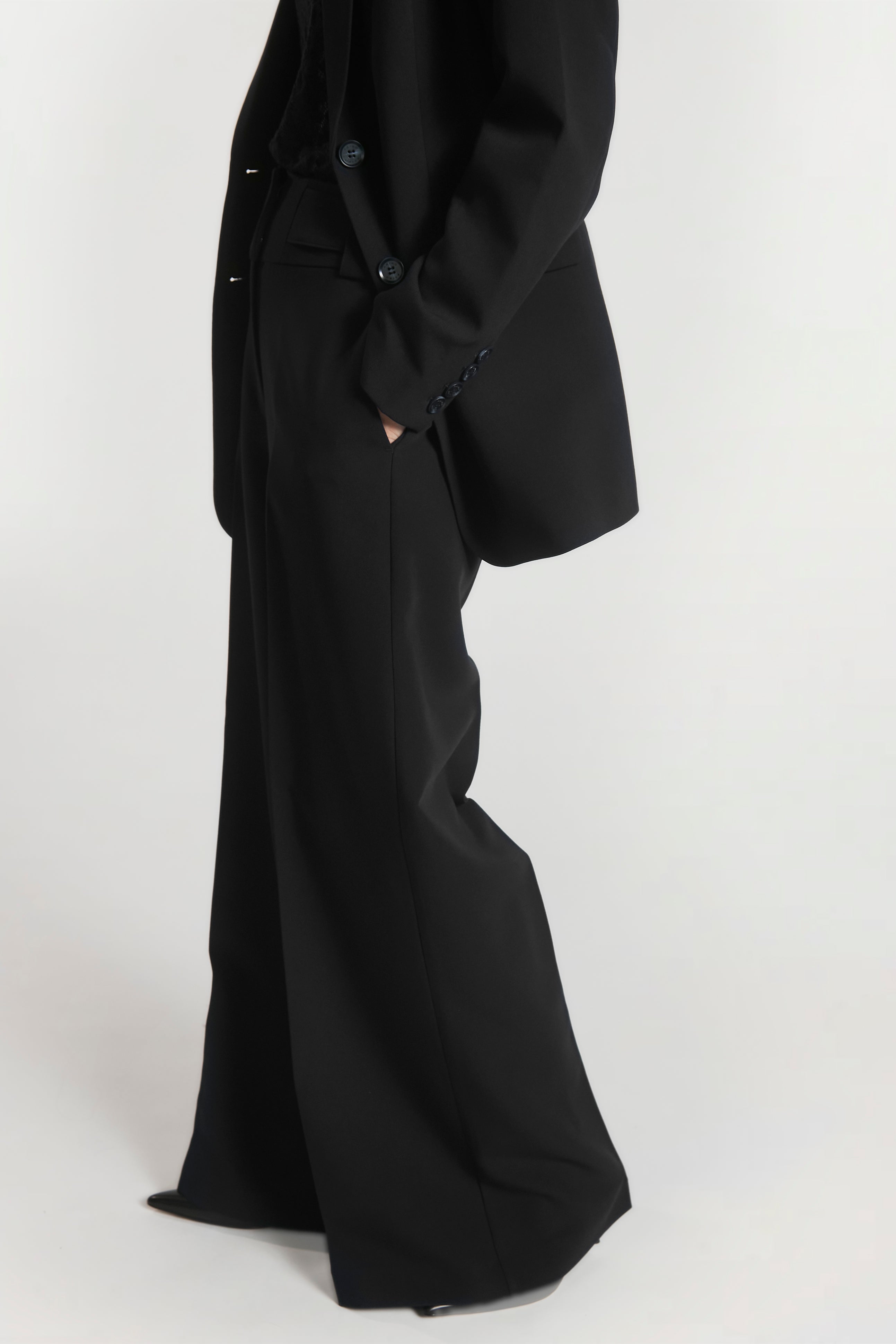 Aaiko Nore pantaloni neri palazzo pieghe