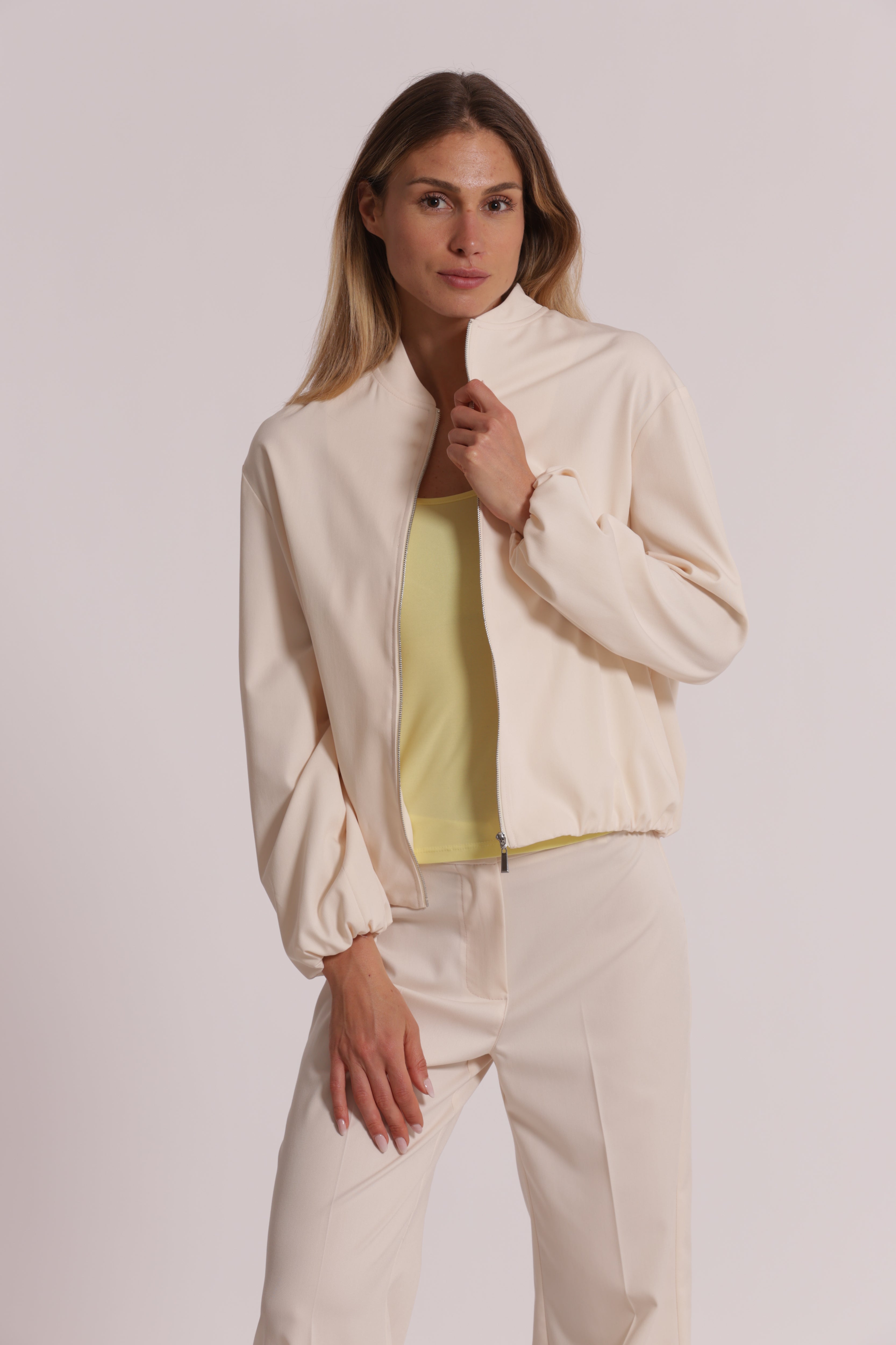 Mimi Mua Manofredda giacca con zip latte